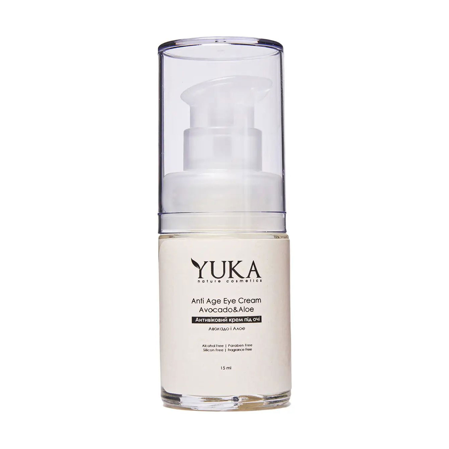 Антивіковий крем для шкіри навколо очей Yuka Anti Age Eye Cream Авокадо та алое, 15 мл