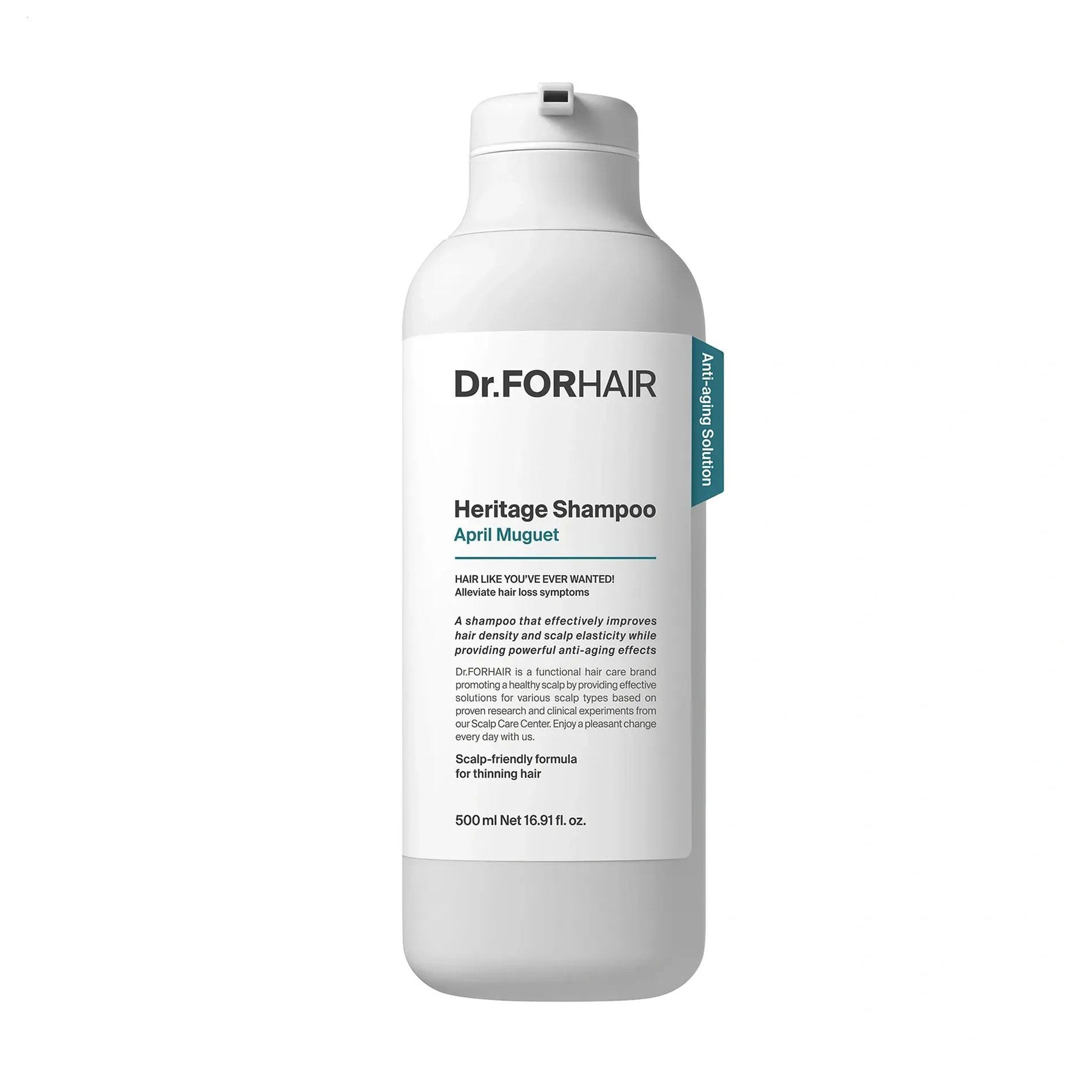 Антивіковий шампунь Dr.FORHAIR Heritage Shampoo April Muguet для ослабленої шкіри голови та тонкого волосся, 500 мл