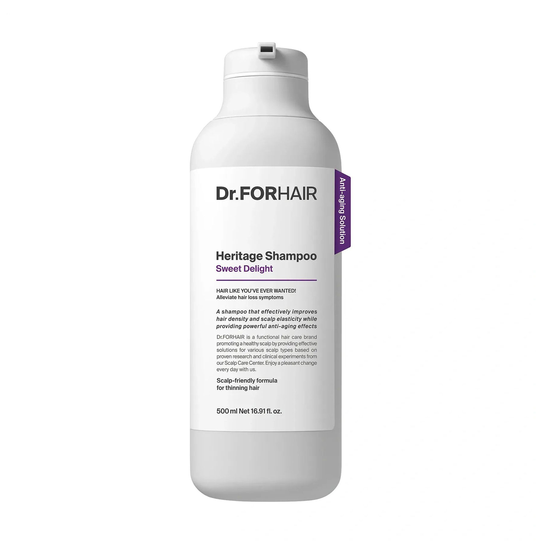 Антивіковий шампунь Dr.FORHAIR Heritage Shampoo Sweet Delight для ослабленої шкіри голови та тонкого волосся, 500 мл