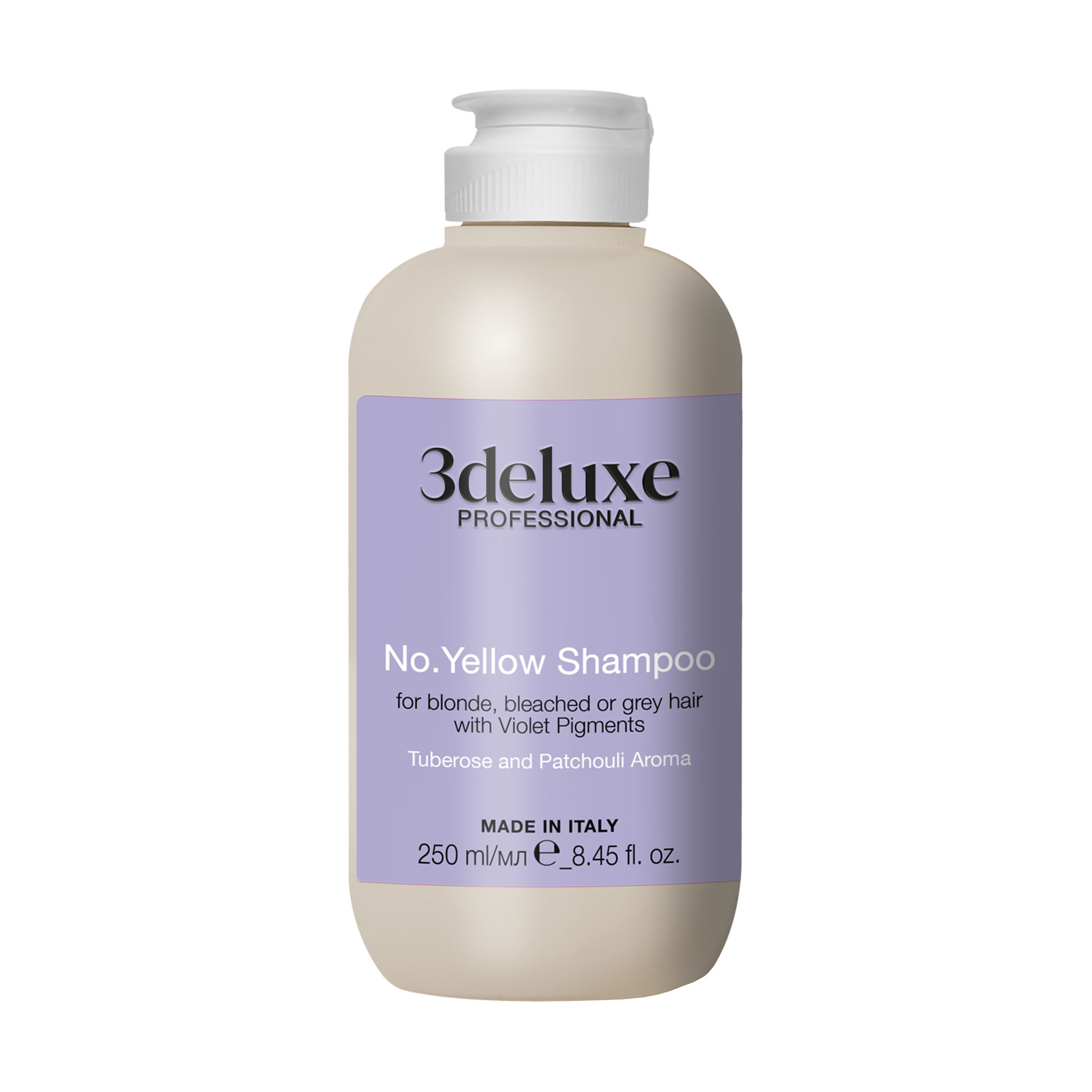 Антижовтий шампунь 3DeLuXe No Yellow Shampoo для світлого, освітленого, мелірованого і сивого волосся, 250 мл