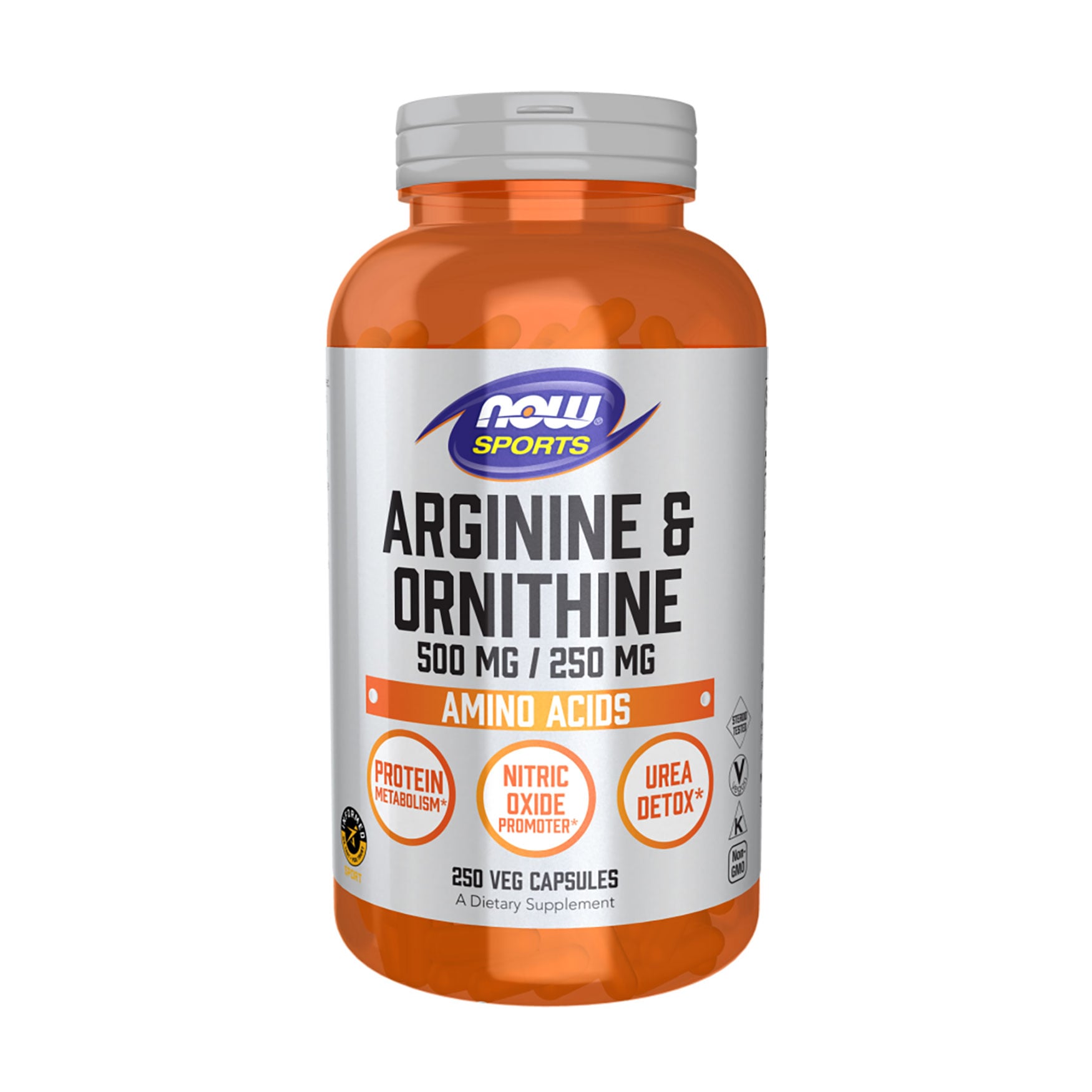 Аргінін та орнітин NOW foods Arginine &amp; Ornithine 500 мг/250 мг, 250 капсул
