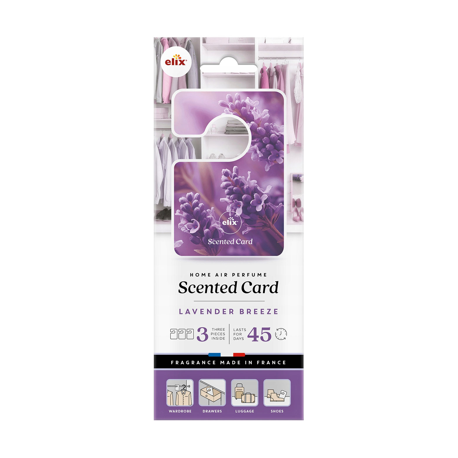 Ароматична картка для гардеробу Elix Scented Card Lavender Breeze, 3 шт