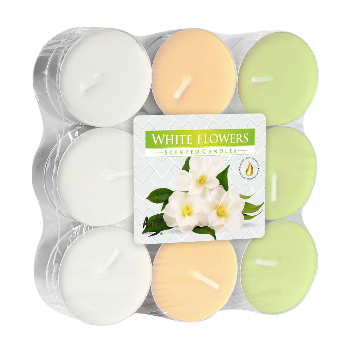 Ароматична свічка Bispol Scented Candle White Flowers, 18 шт (p15-179 s18)