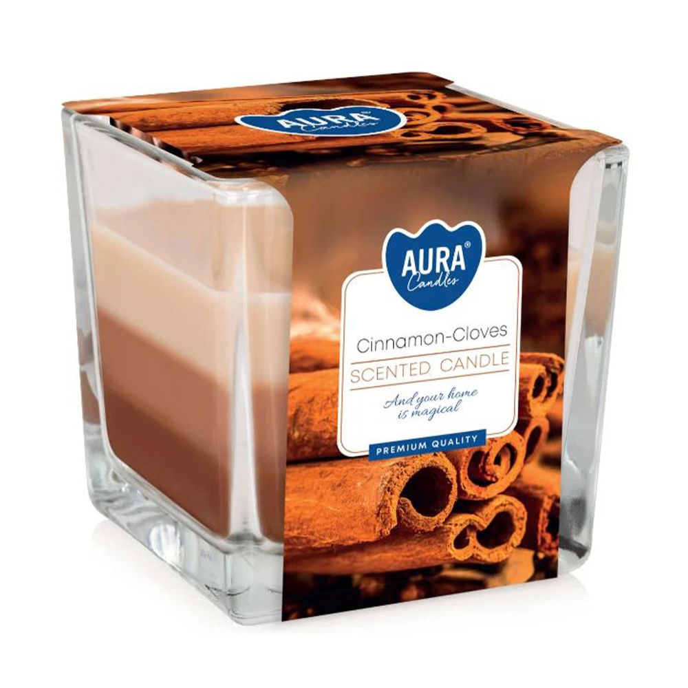 Ароматична свічка в квадратній склянці Bispol Scented Candle Cinnamon-Cloves, 170 г (snk80-374)