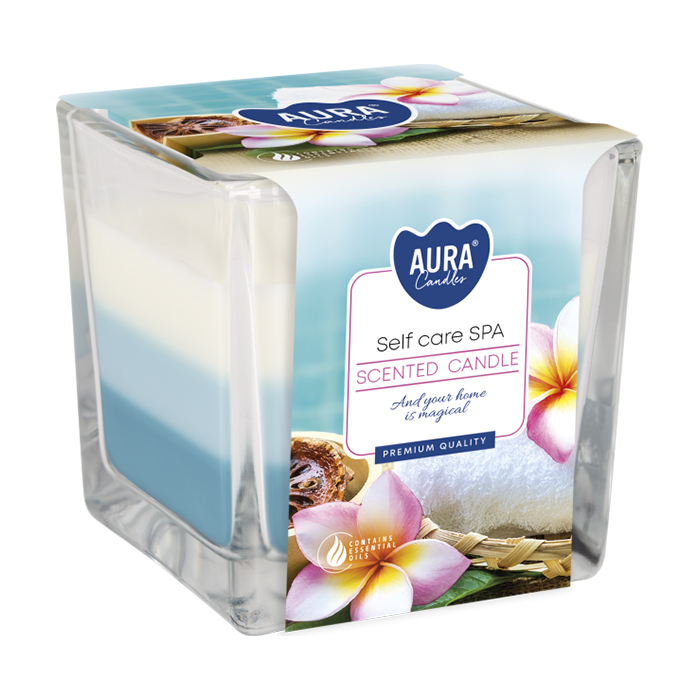 Ароматична свічка в квадратній склянці Bispol Scented Candle Self Care SPA СПА догляд, 170 г (snk80-363)