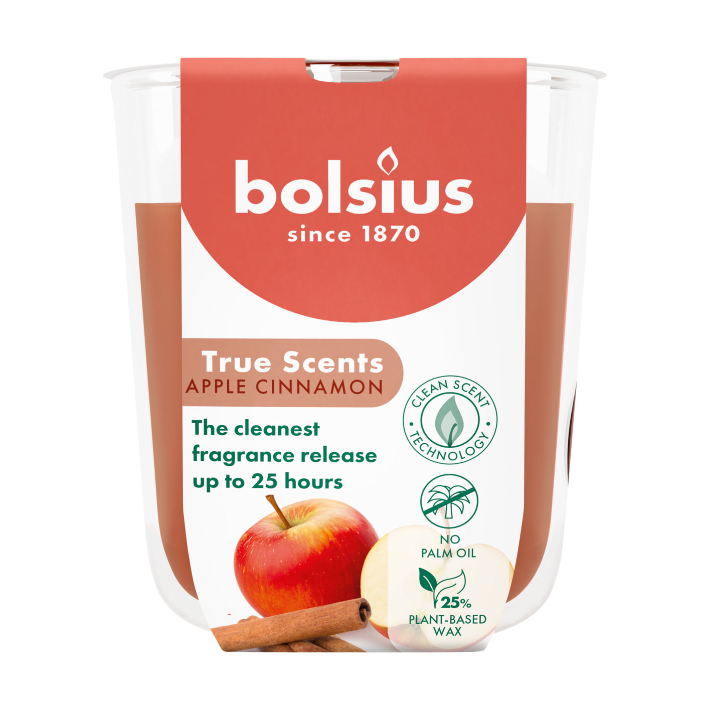 Ароматична свічка в склянці Bolsius True Scents Apple Cinnamon, 80*73 мм