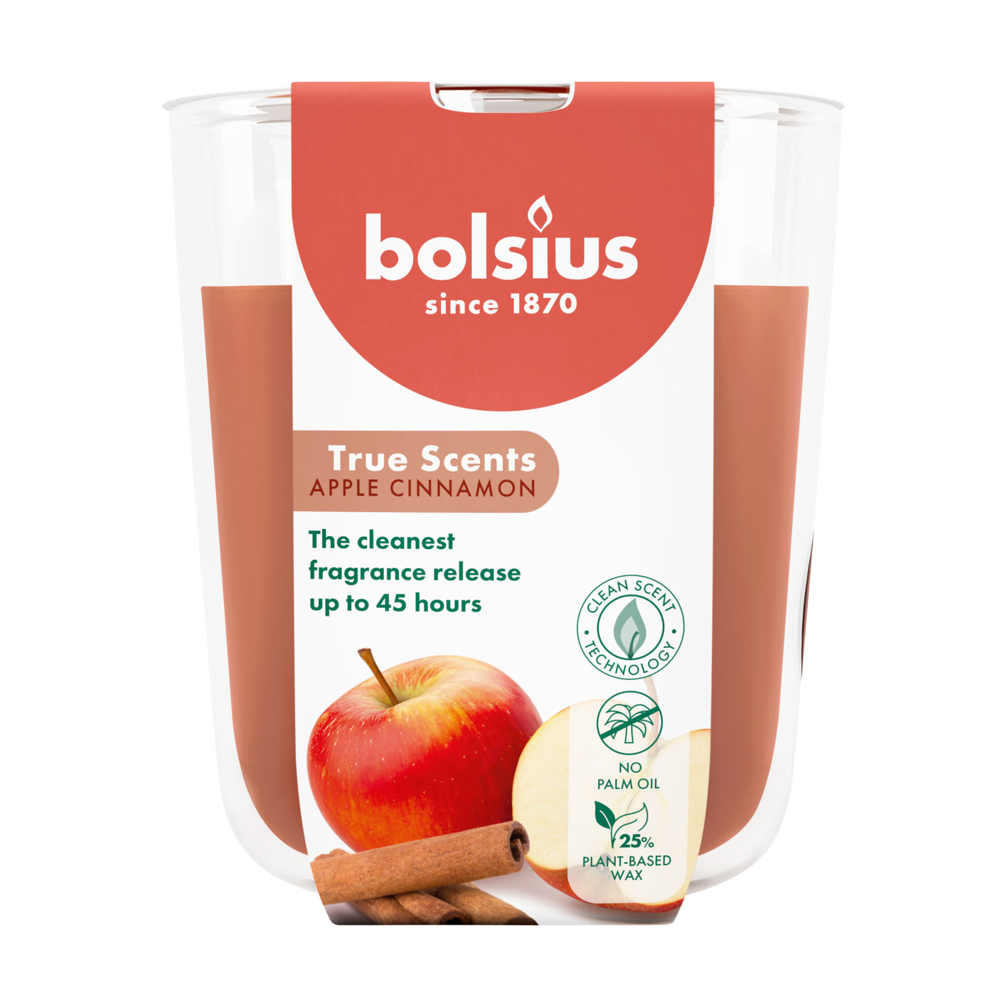 Ароматична свічка в склянці Bolsius True Scents Apple Cinnamon, 97*85 мм