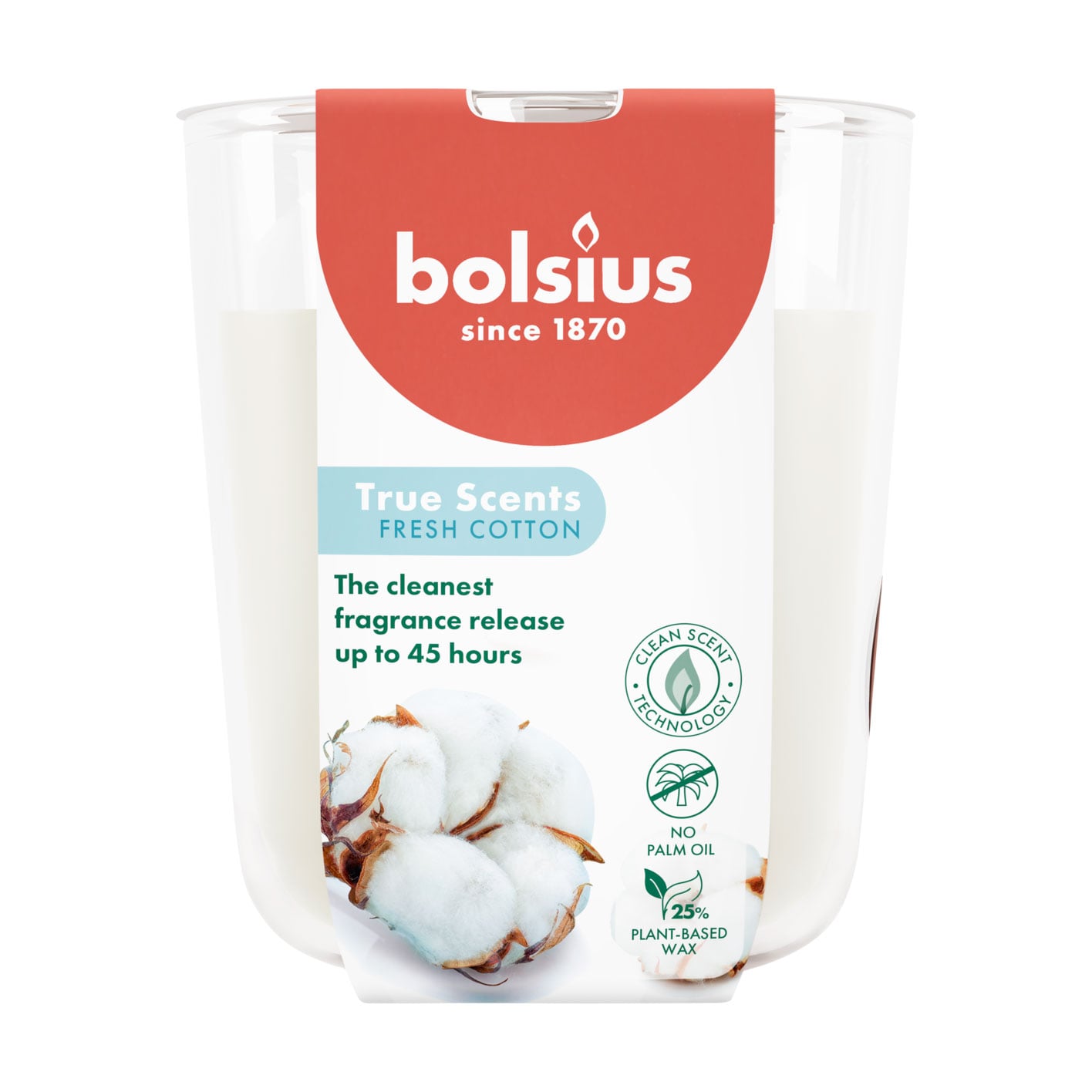 Ароматична свічка в склянці Bolsius True Scents Fresh Cotton, 97*85 мм