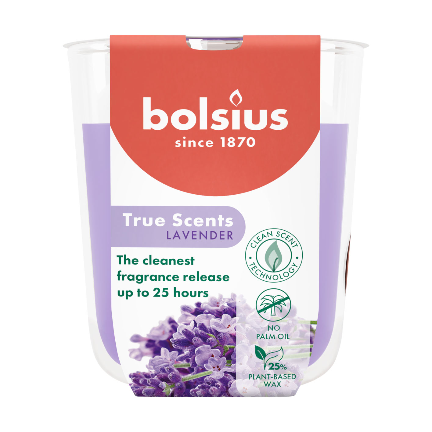 Ароматична свічка в склянці Bolsius True Scents Lavender, 80*73 мм