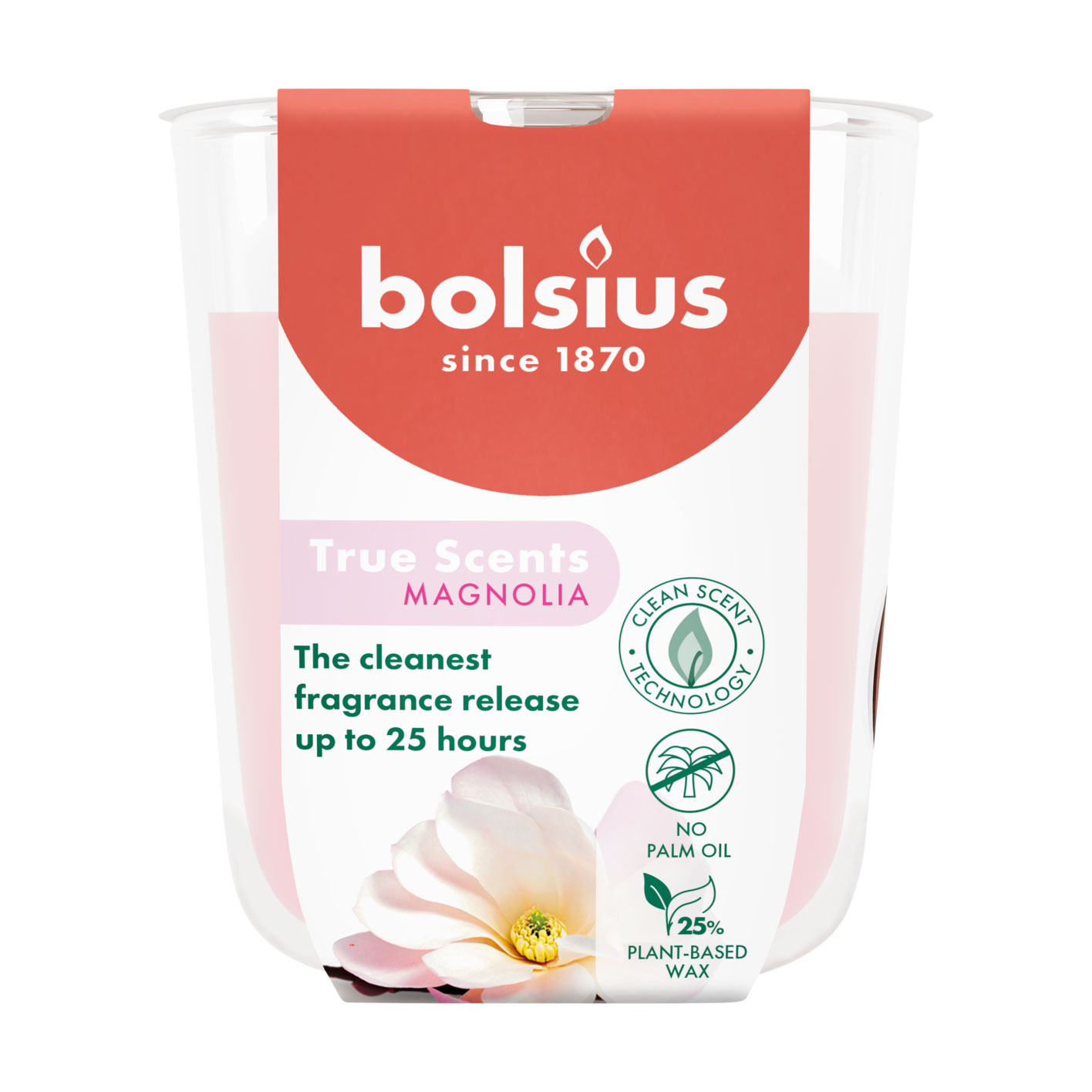 Ароматична свічка в склянці Bolsius True Scents Magnolia, 80*73 мм