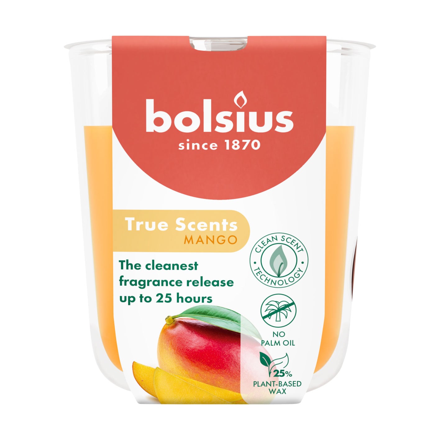 Ароматична свічка в склянці Bolsius True Scents Mango, 80*73 мм