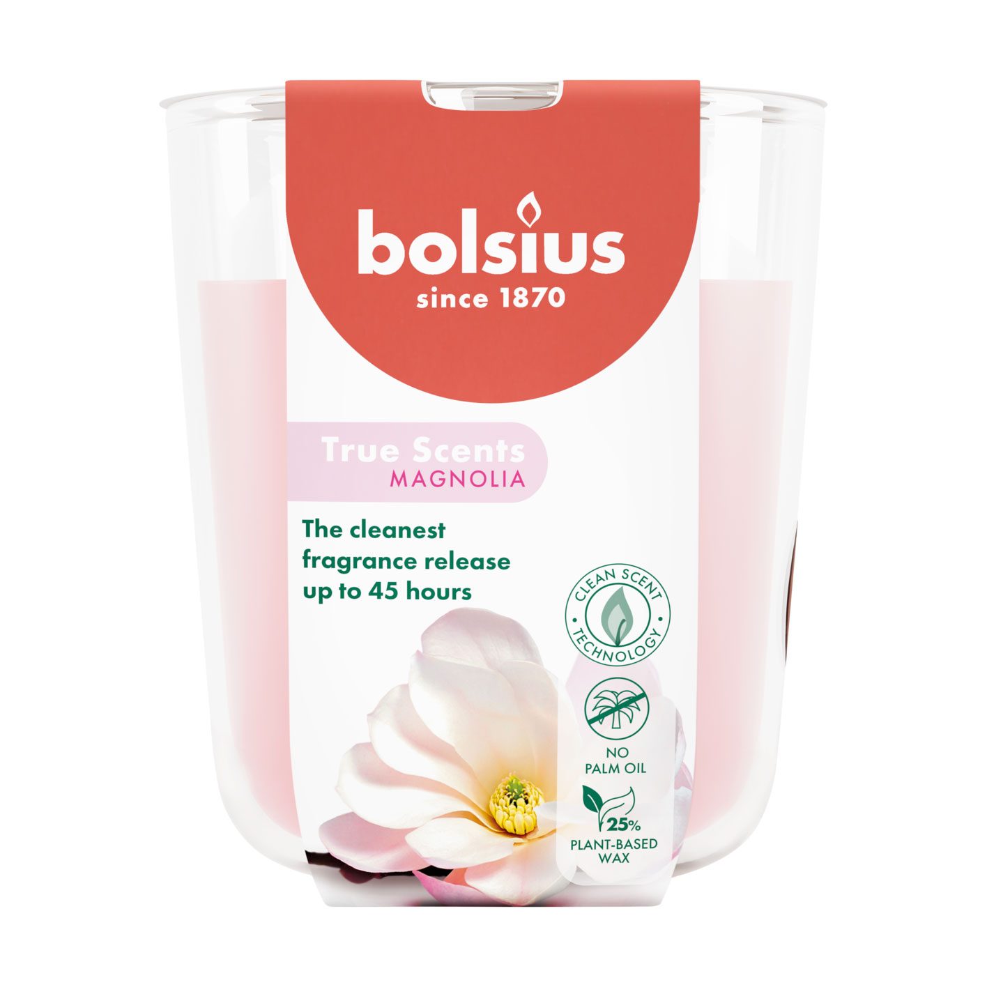 Ароматична свічка в склянці Bolsius True Scents Magnolia, 97*85 мм