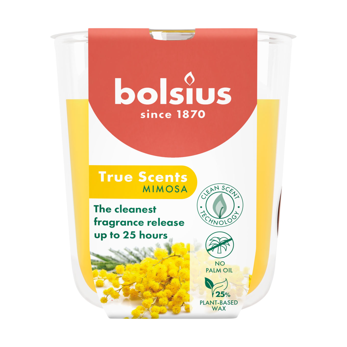 Ароматична свічка в склянці Bolsius True Scents Mimosa, 80*73 мм