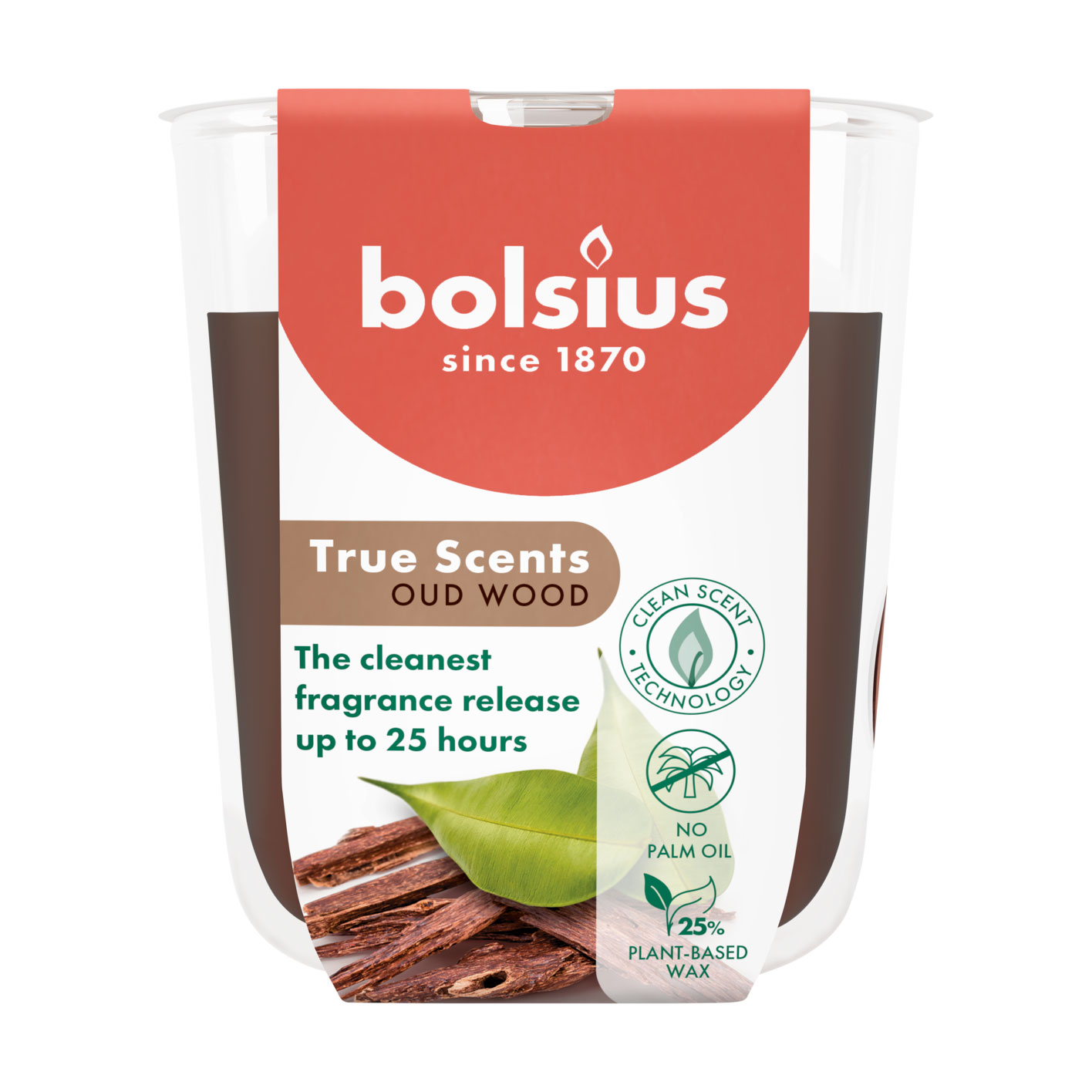 Ароматична свічка в склянці Bolsius True Scents Oud Wood, 80*73 мм