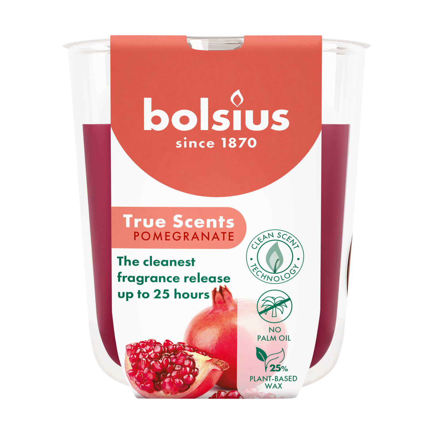 Ароматична свічка в склянці Bolsius True Scents Pomegranate, 80*73 мм