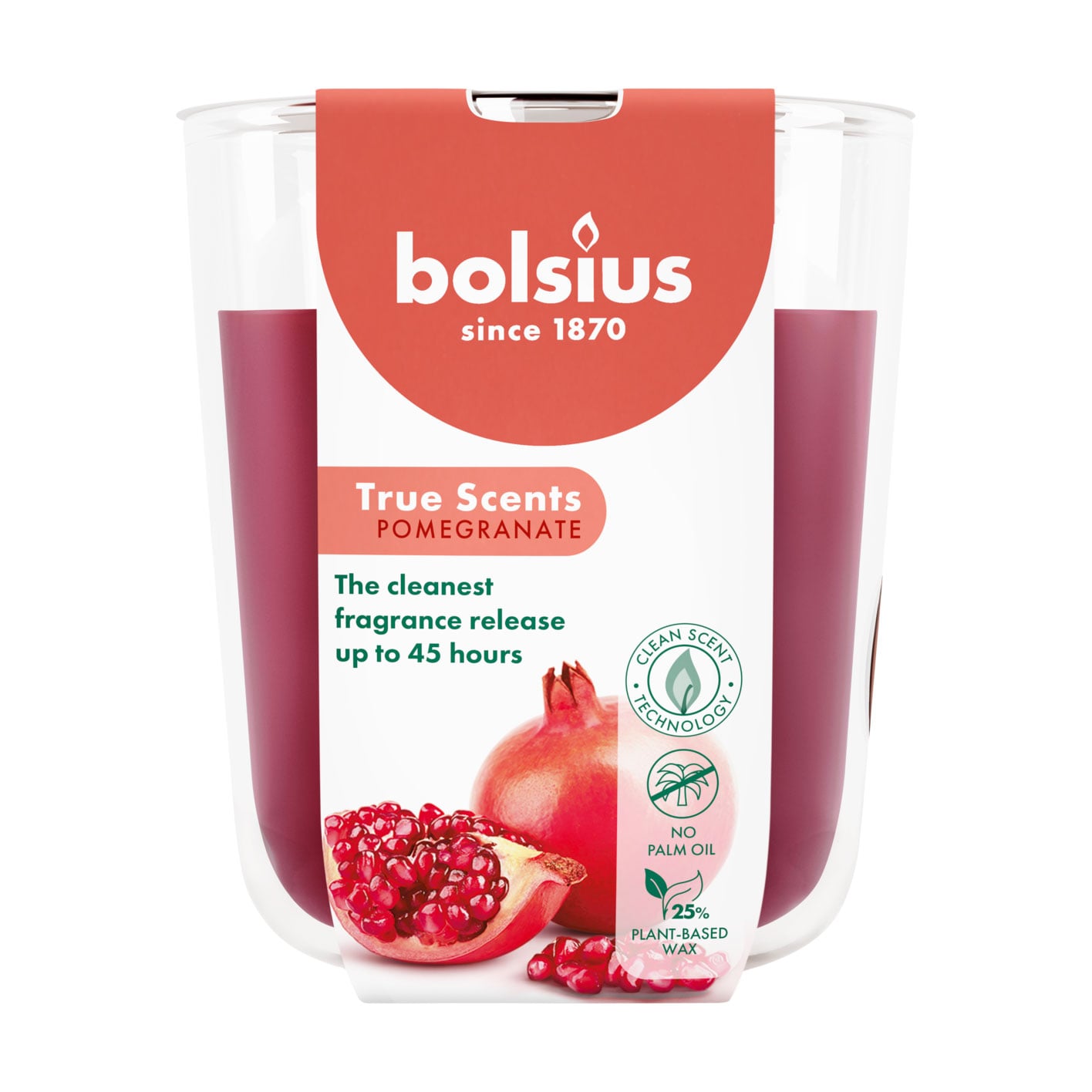 Ароматична свічка в склянці Bolsius True Scents Pomegranate, 97*85 мм