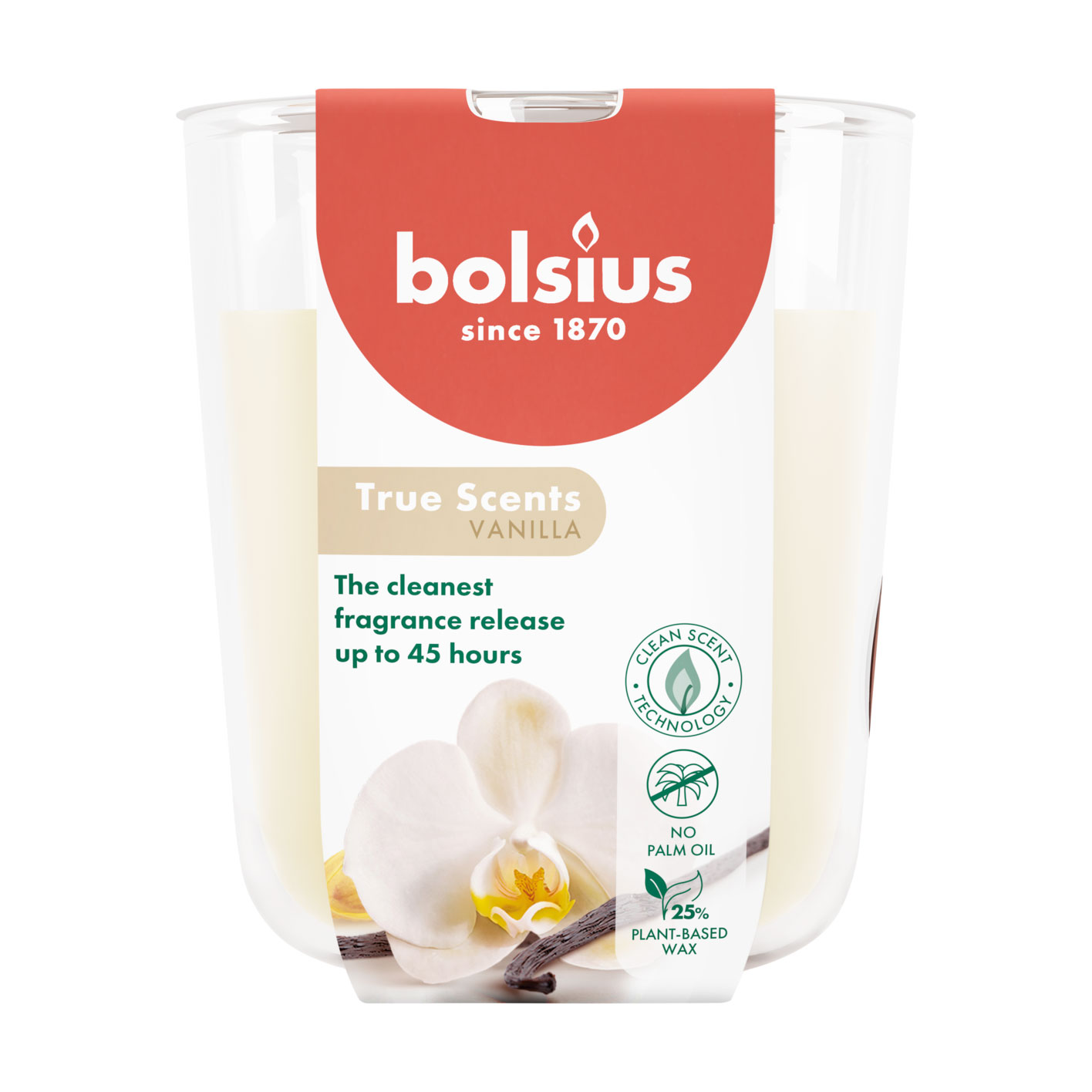 Ароматична свічка в склянці Bolsius True Scents Vanilla, 97*85 мм