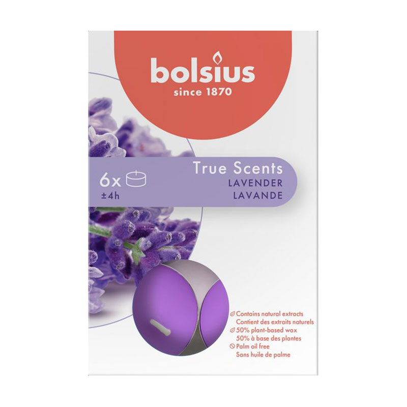 Ароматичні свічки Bolsius True Scents Lavender, 6 шт