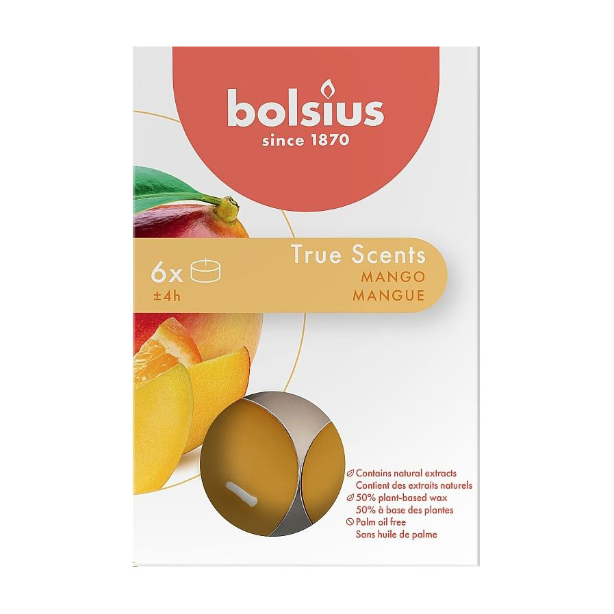 Ароматичні свічки Bolsius True Scents Mango, 6 шт