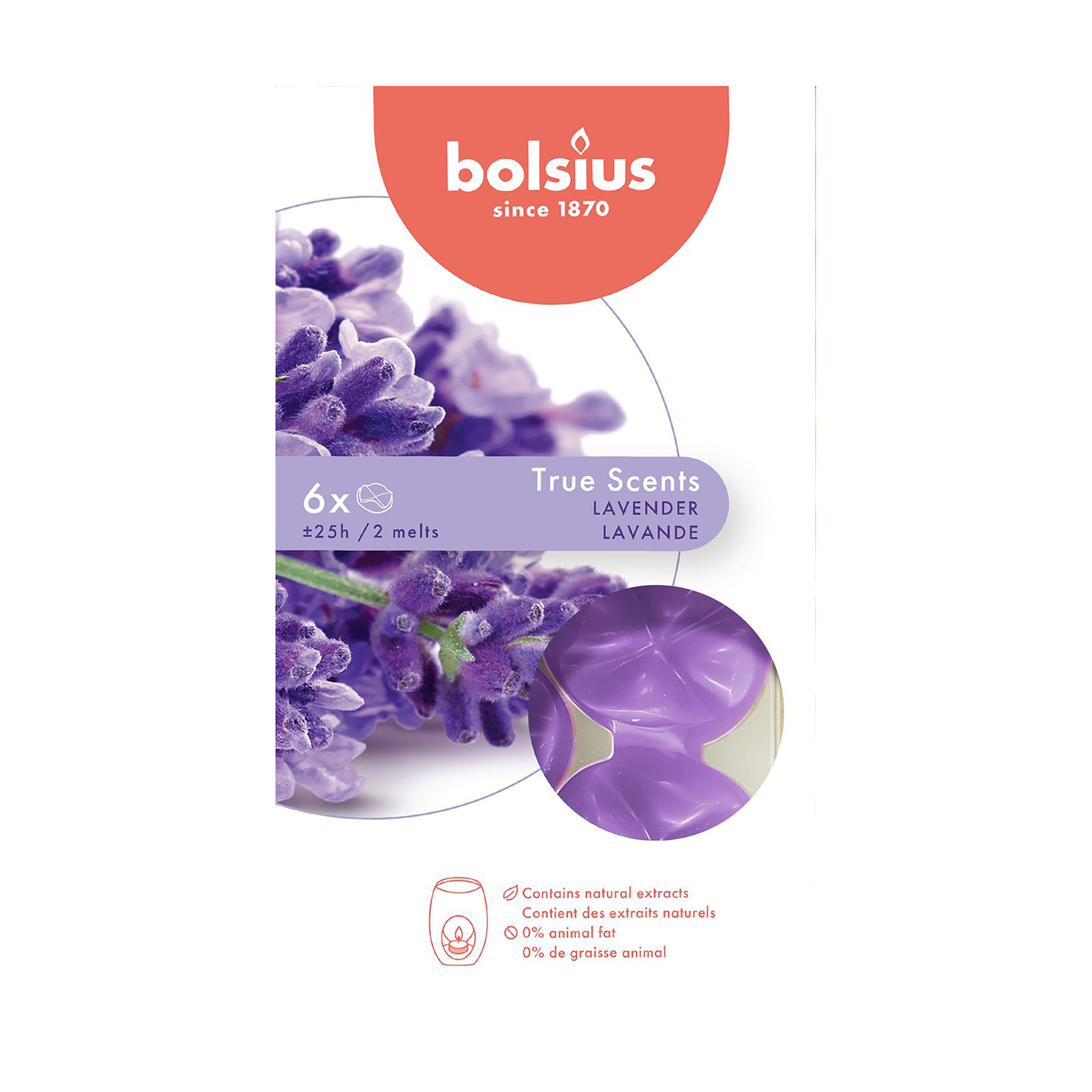 Ароматичний віск Bolsius True Scents Lavender, 6 шт