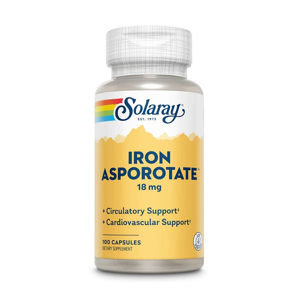 Аспартат заліза Solaray Iron Asporotate, 18 мг, 100 капсул