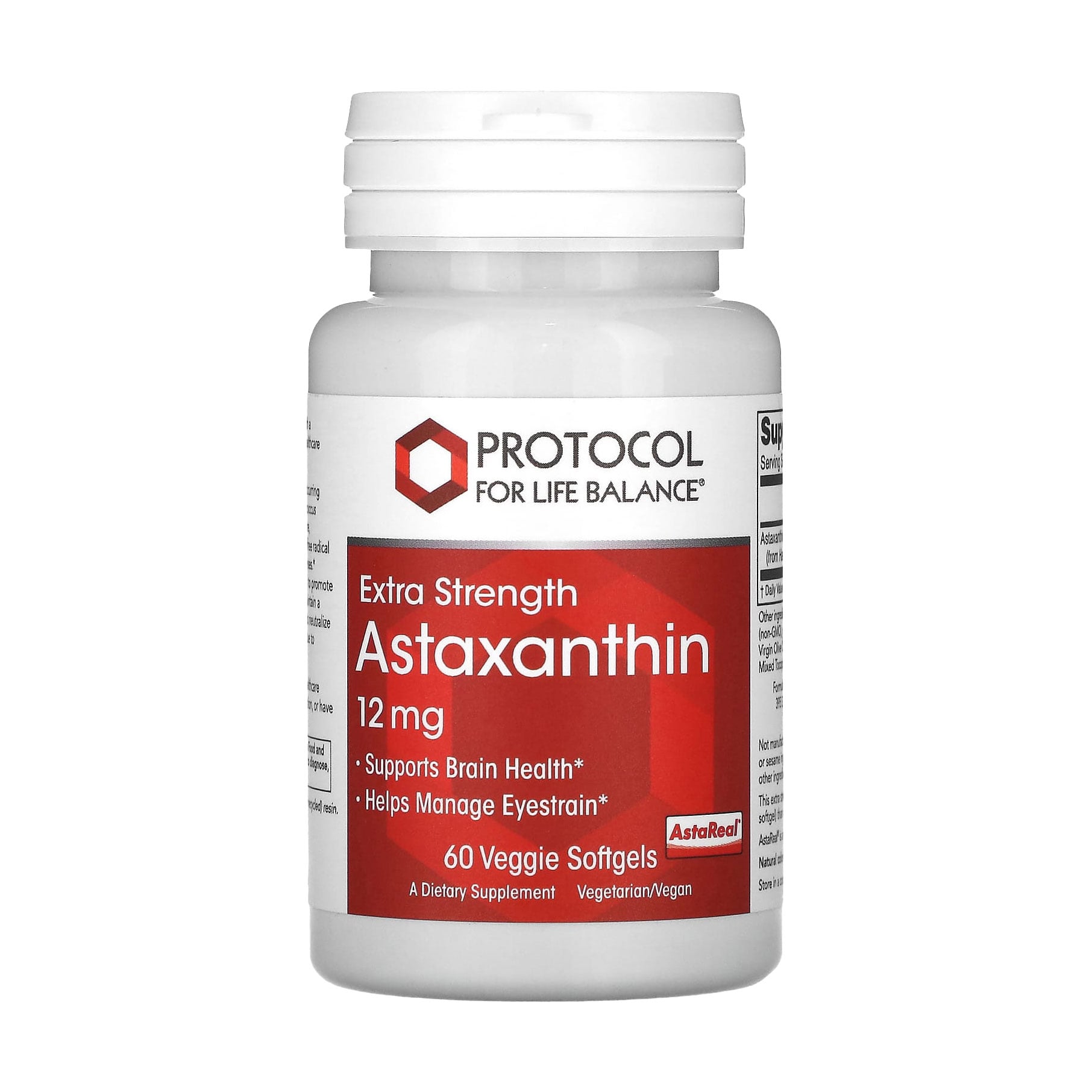 Астаксантин Protocol For Life Balance Astaxanthin 12 мг, 60 вегетаріанських гелевих капсул