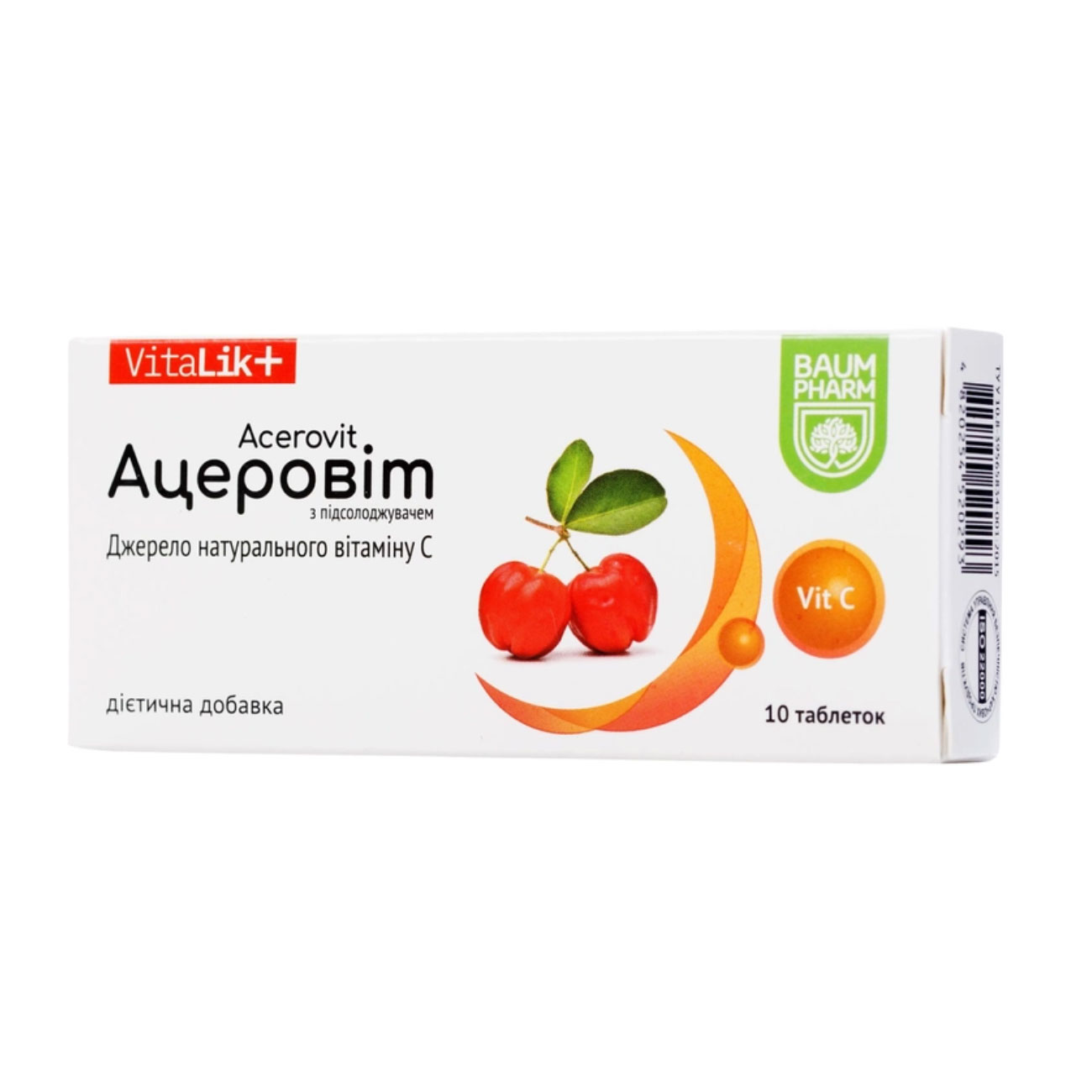 Ацеровіт Baum Pharm VitaLik+ Acerovit Джерело натурального вітаміну C, 10 таблеток