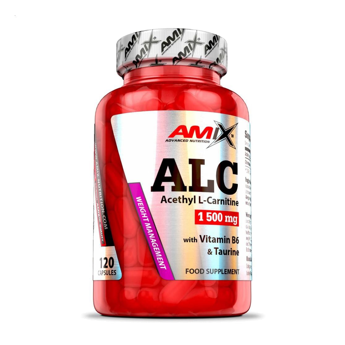 Ацетил L-карнітин з вітаміном B6 та таурином Amix Nutrition ALC Acetyl L-Carnitine with Taurine &amp; Vitamin B6, 1500 мг, 120 капсул