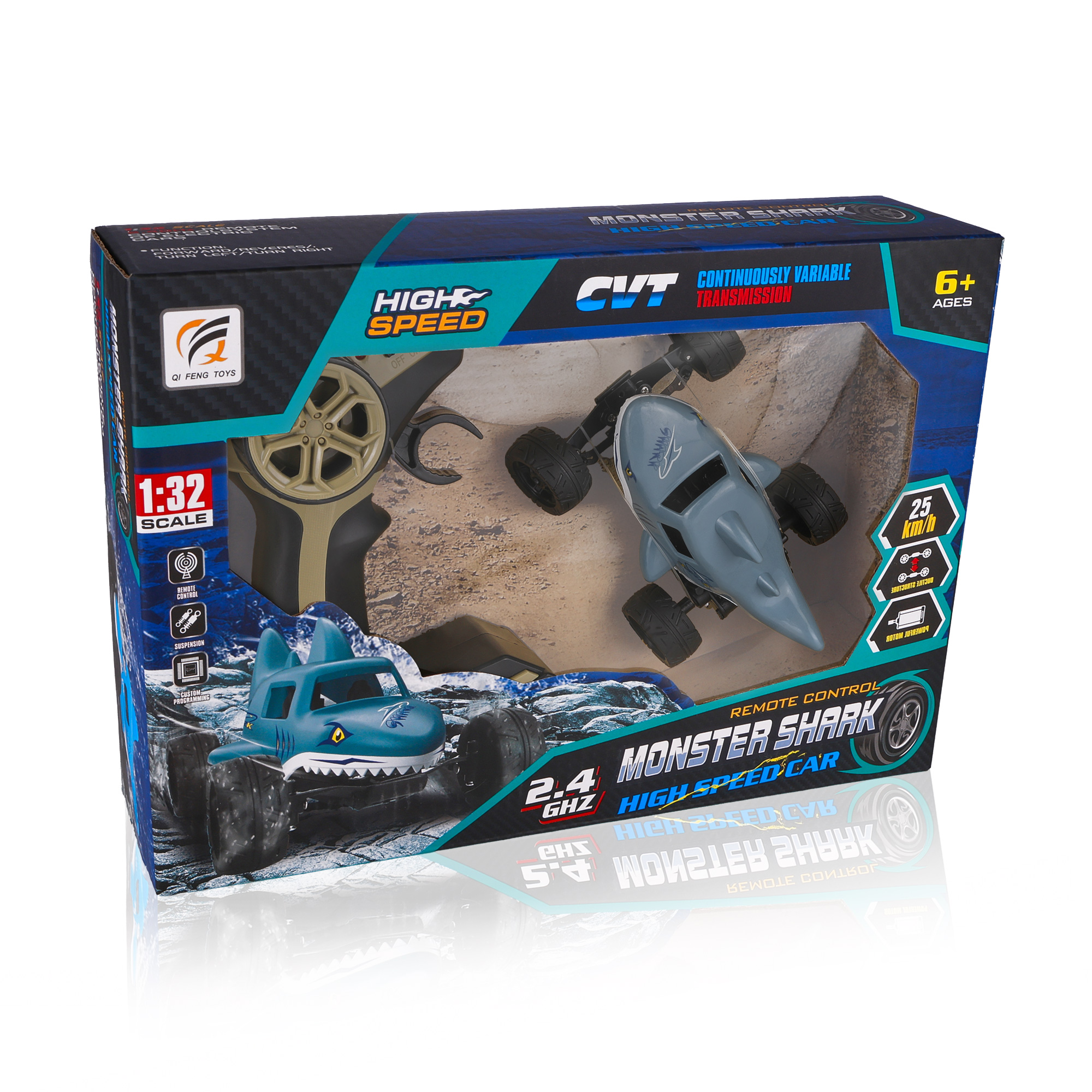 Автомобіль каскадерський на радіокеруванні Qi Fan Toys Акула, від 6 років, сіра (Q9)