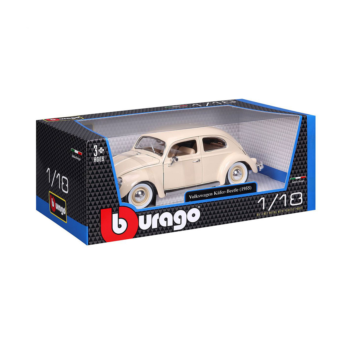Автомодель Bburago Volkswagen Kafer Beetle (1955), 1:18, бежева, від 3 років (18-12029 CM)