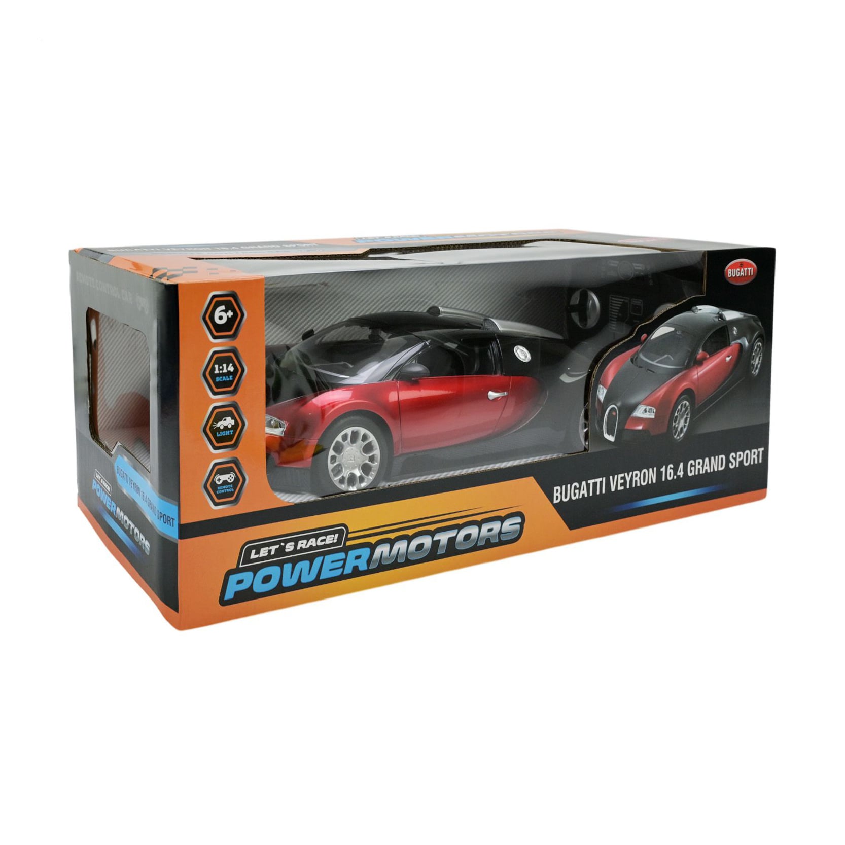 Автомодель Powermotors Bugatti Veyron 16.4 Grand Sport 1:14, на радіокеруванні, 32*14*7 см, червона, від 6 років (PM1402)