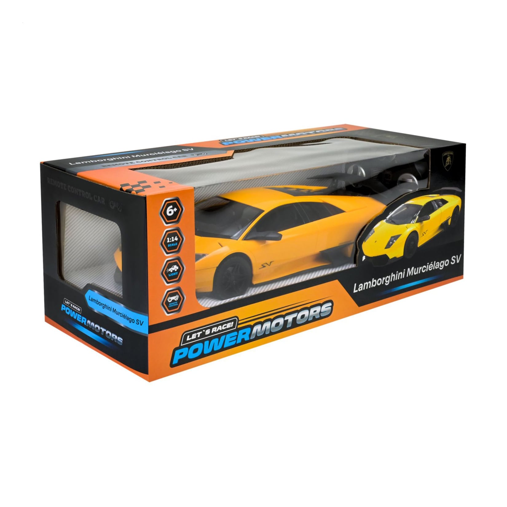 Автомодель Powermotors Lamborgini Murcielago SV 1:14, на радіокеруванні, 34*14*9 см, жовта, від 6 років (PM1405)
