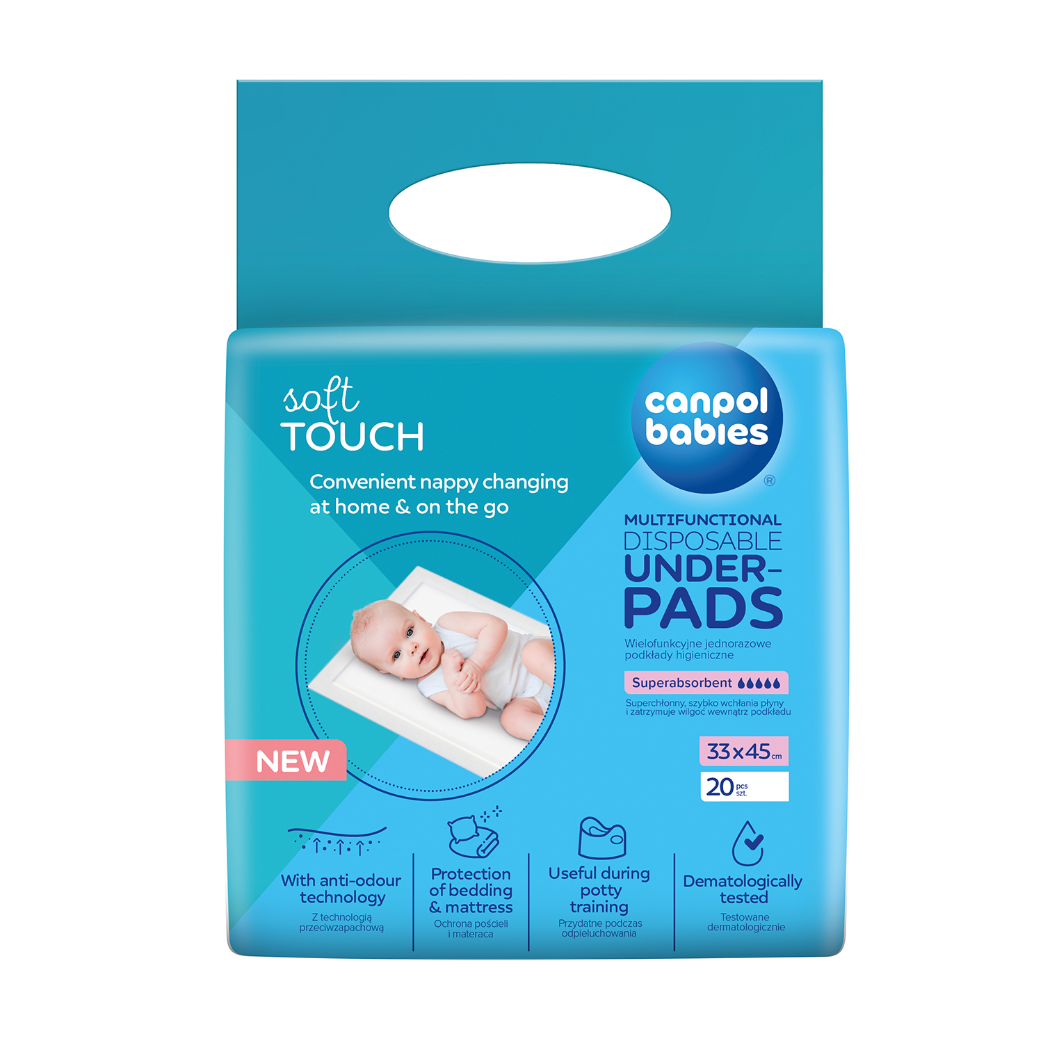 Багатофункціональні гігієнічні підклади Canpol Babies Soft Touch 33*45 см, 20 шт (78/009)
