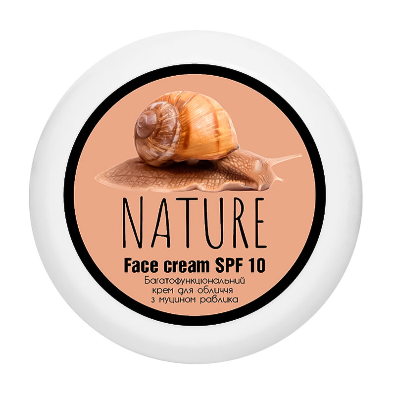 Багатофункціональний крем для обличчя Bioton Cosmetics Nature Face Cream, SPF 10, з муцином равлика, 100 мл