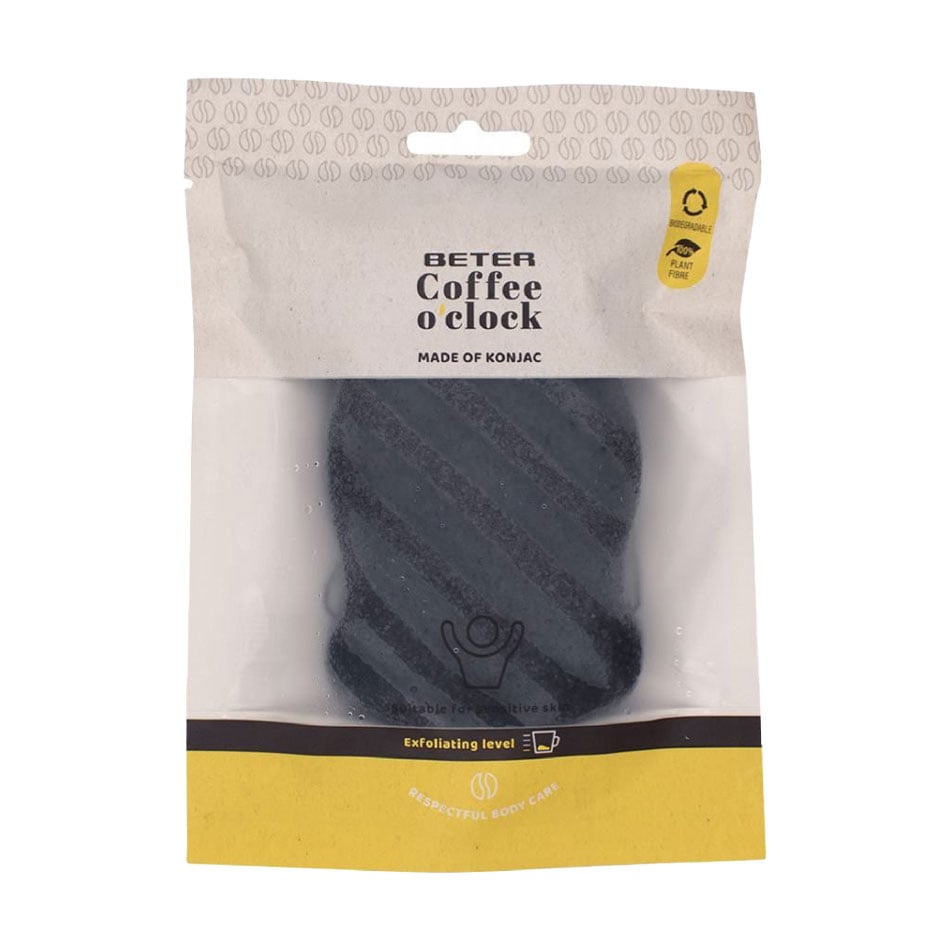 Багаторазовий спонж для очищення тіла BETER Coffee O'clock Konjac Sponge з конжаку