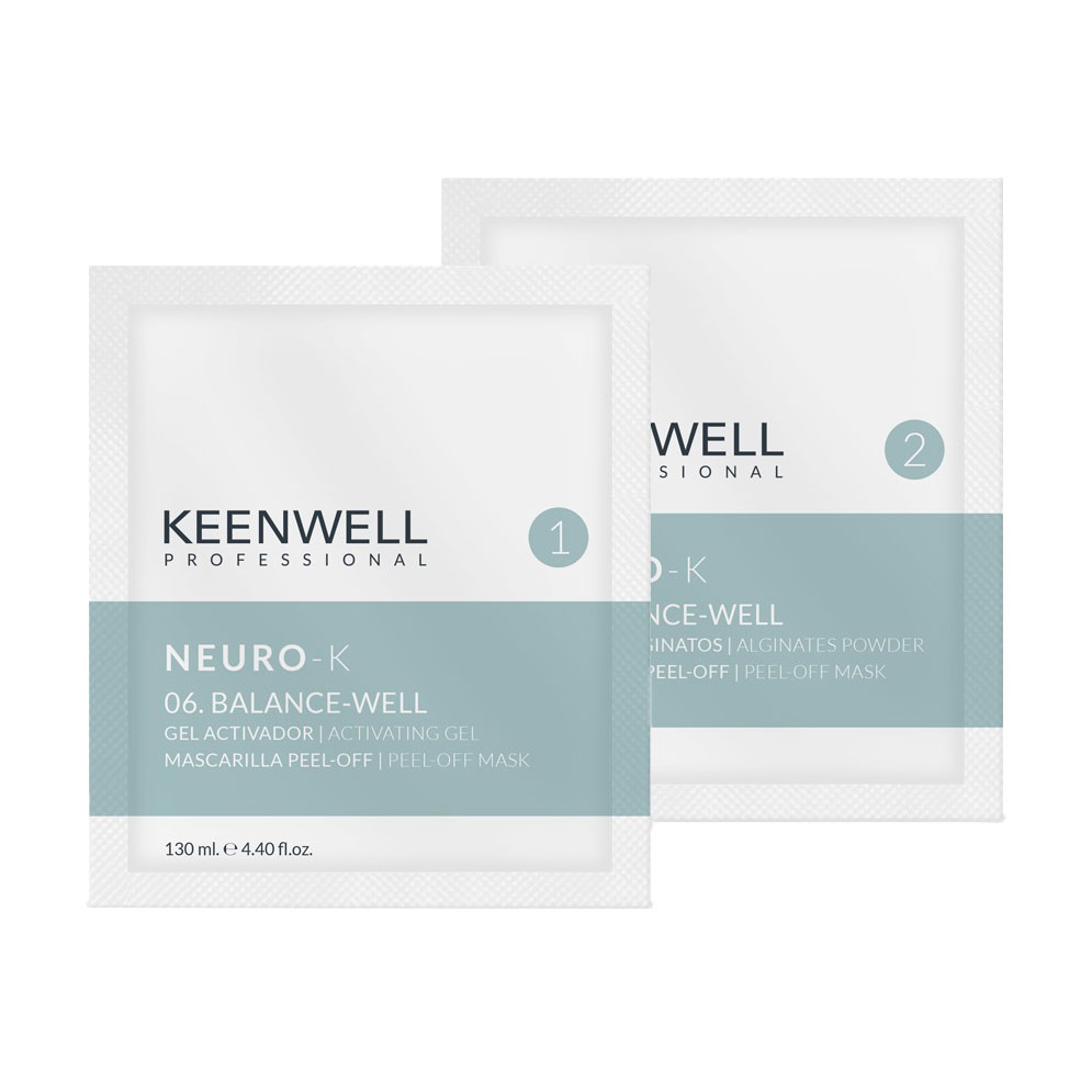 Балансувальна себорегулювальна альгінатна маска для обличчя Keenwell Neuro-K Balance-Well 06 для комбінованої та жирної шкіри, 130 мл + 15 г