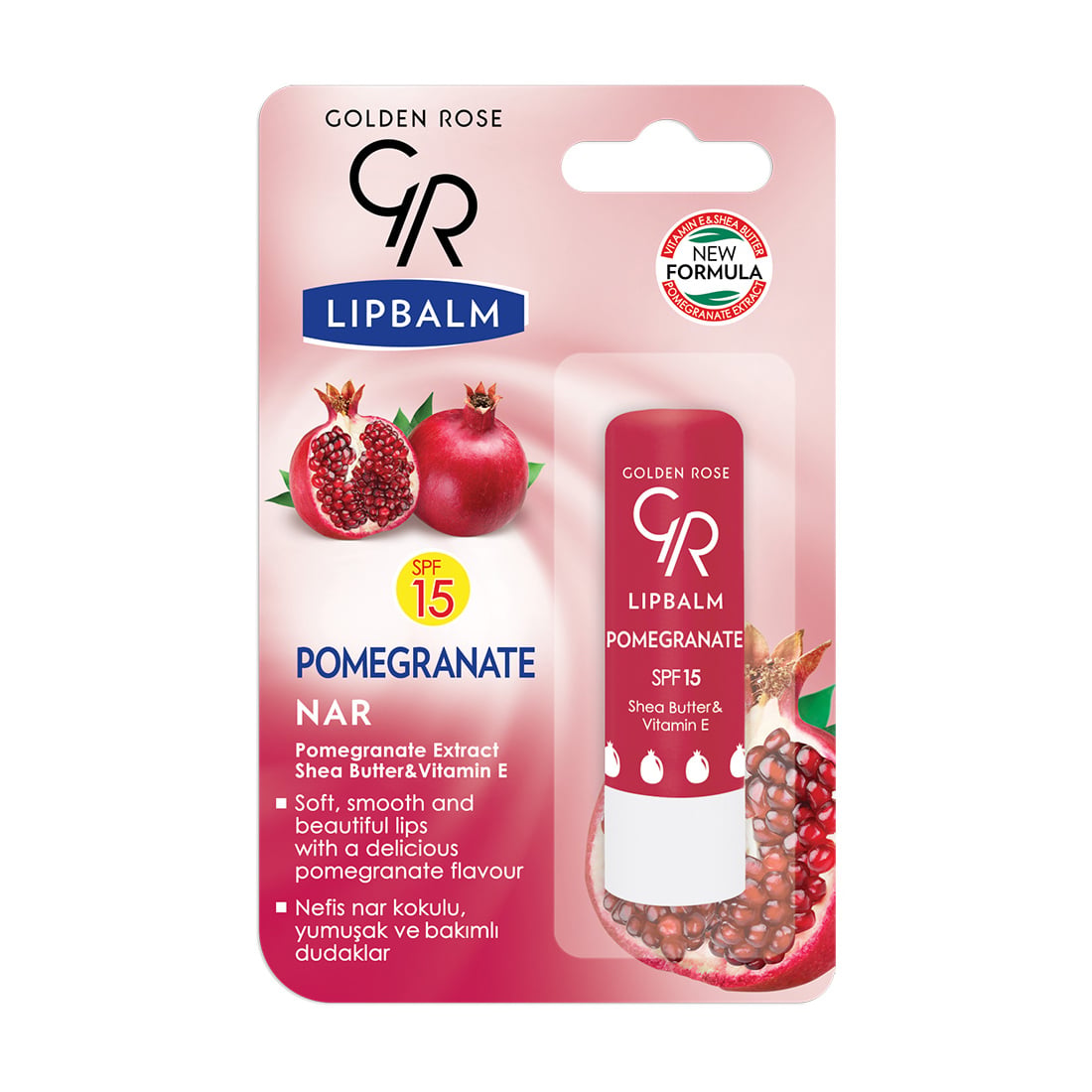 Бальзам для губ Golden Rose Lip Balm Pomegranate SPF15 Гранат, 4.6 г