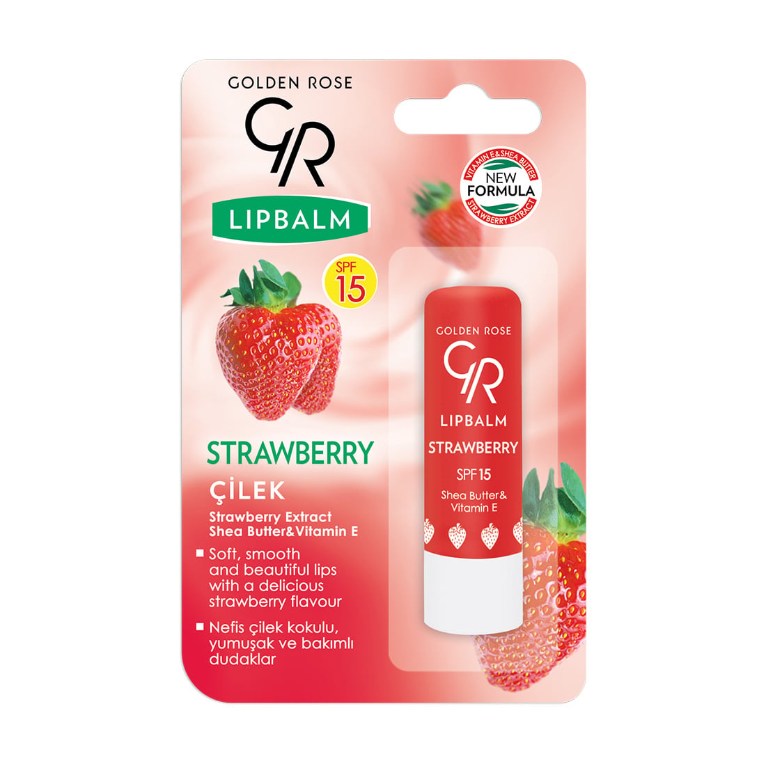 Бальзам для губ Golden Rose Lip Balm Strawberry SPF15 Полуниця, 4.6 г