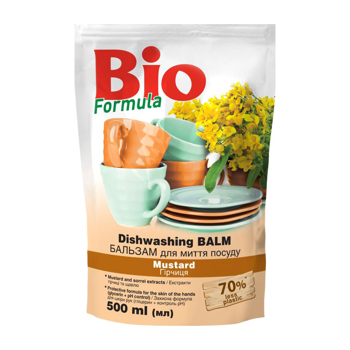 Бальзам для миття посуду Bio Formula Гірчиця, 500 мл (дойпак)