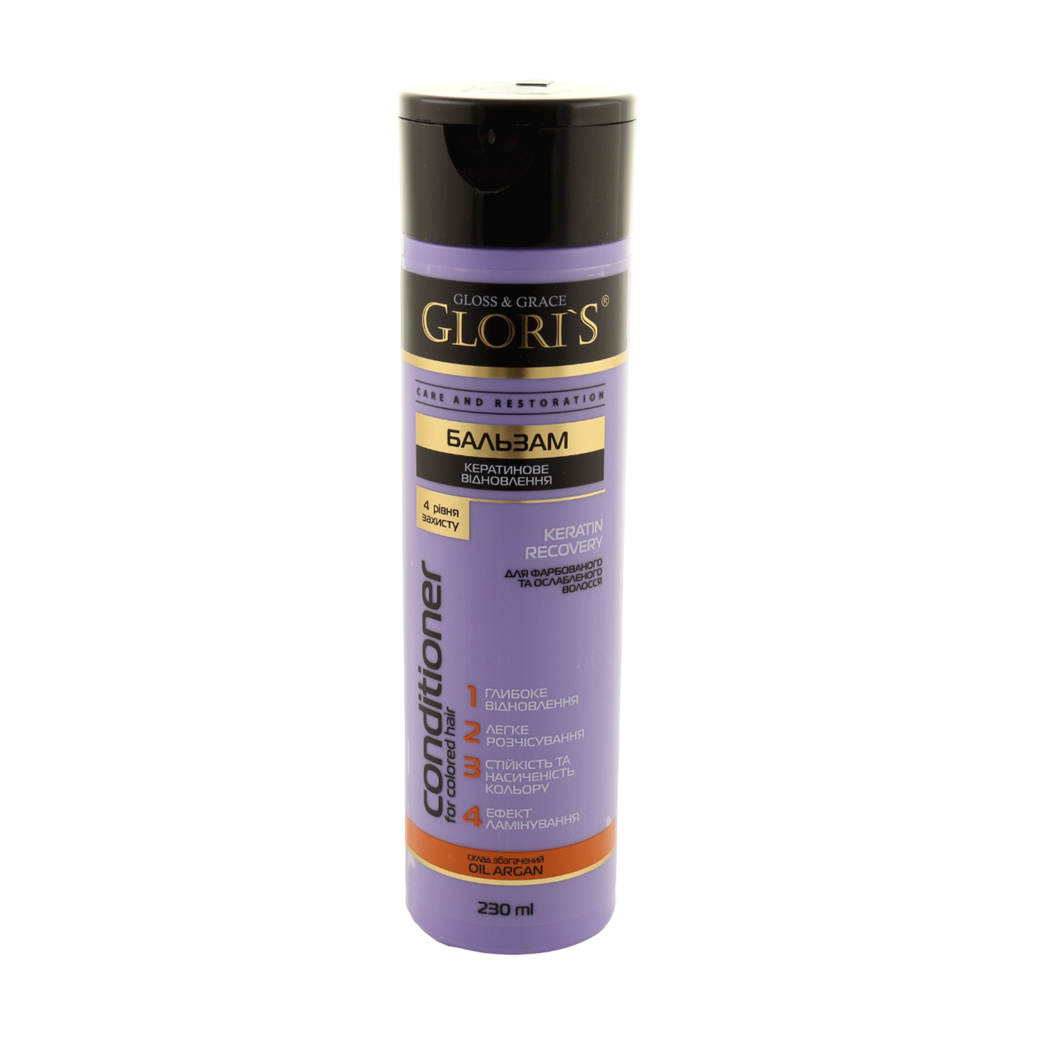 Бальзам Glori's Keratin Recovery для фарбованого та ослабленого волосся, 230 мл