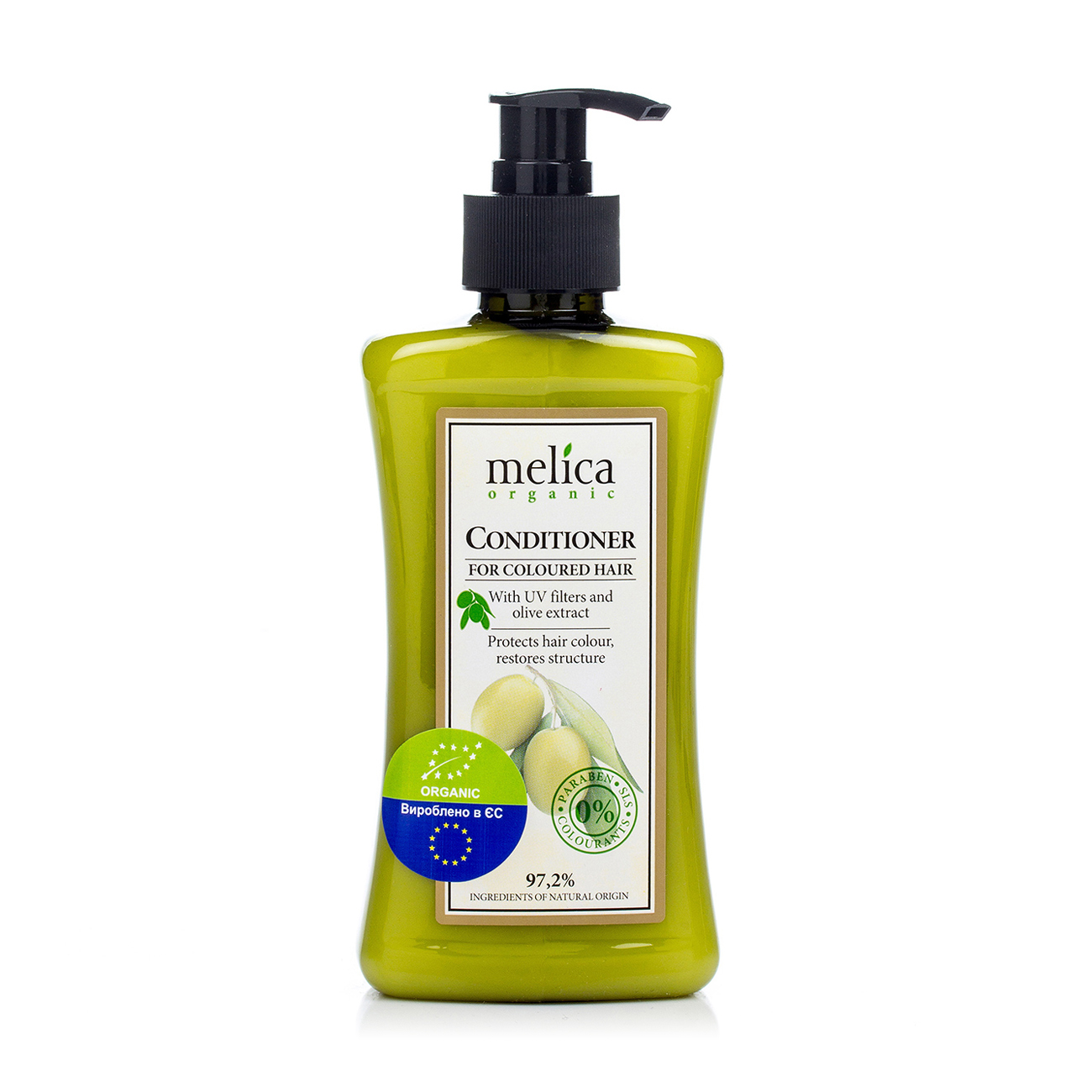 Бальзам-кондиціонер Melica Organic for Coloured Hair Conditioner для фарбованого волосся з УФ-фільтрами та екстрактом оливи, 300 мл