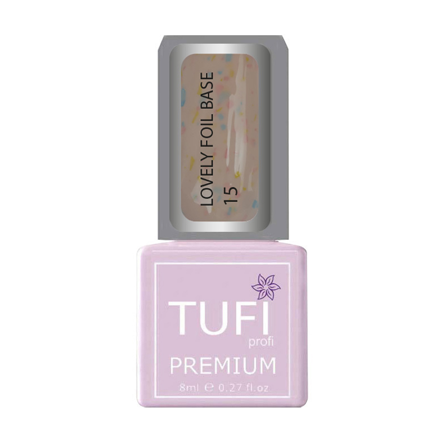 База для гель-лаку Tufi Profi Premium Lovely Foil Base з фольгою, 15 Крем, 8 мл