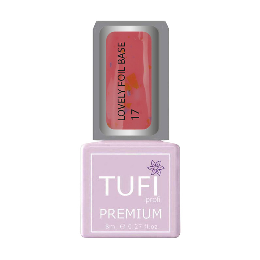 База для гель-лаку Tufi Profi Premium Lovely Foil Base з фольгою, 17 Рожева хмара, 8 мл