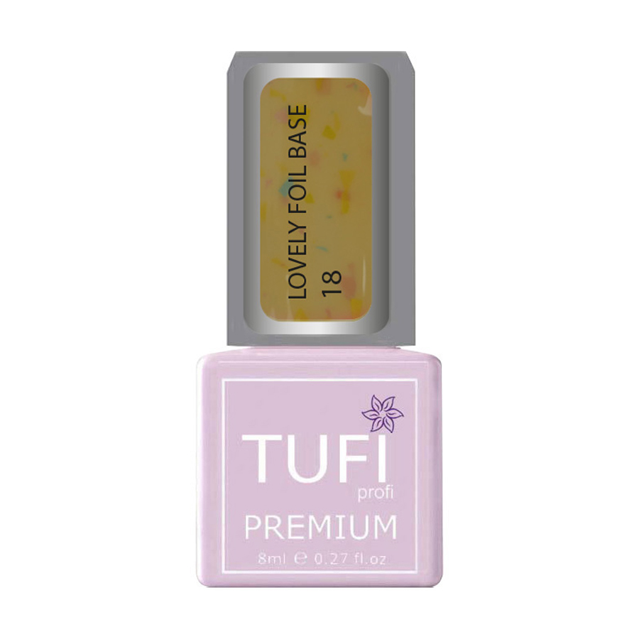База для гель-лаку Tufi Profi Premium Lovely Foil Base з фольгою, 18 Кульбаба, 8 мл