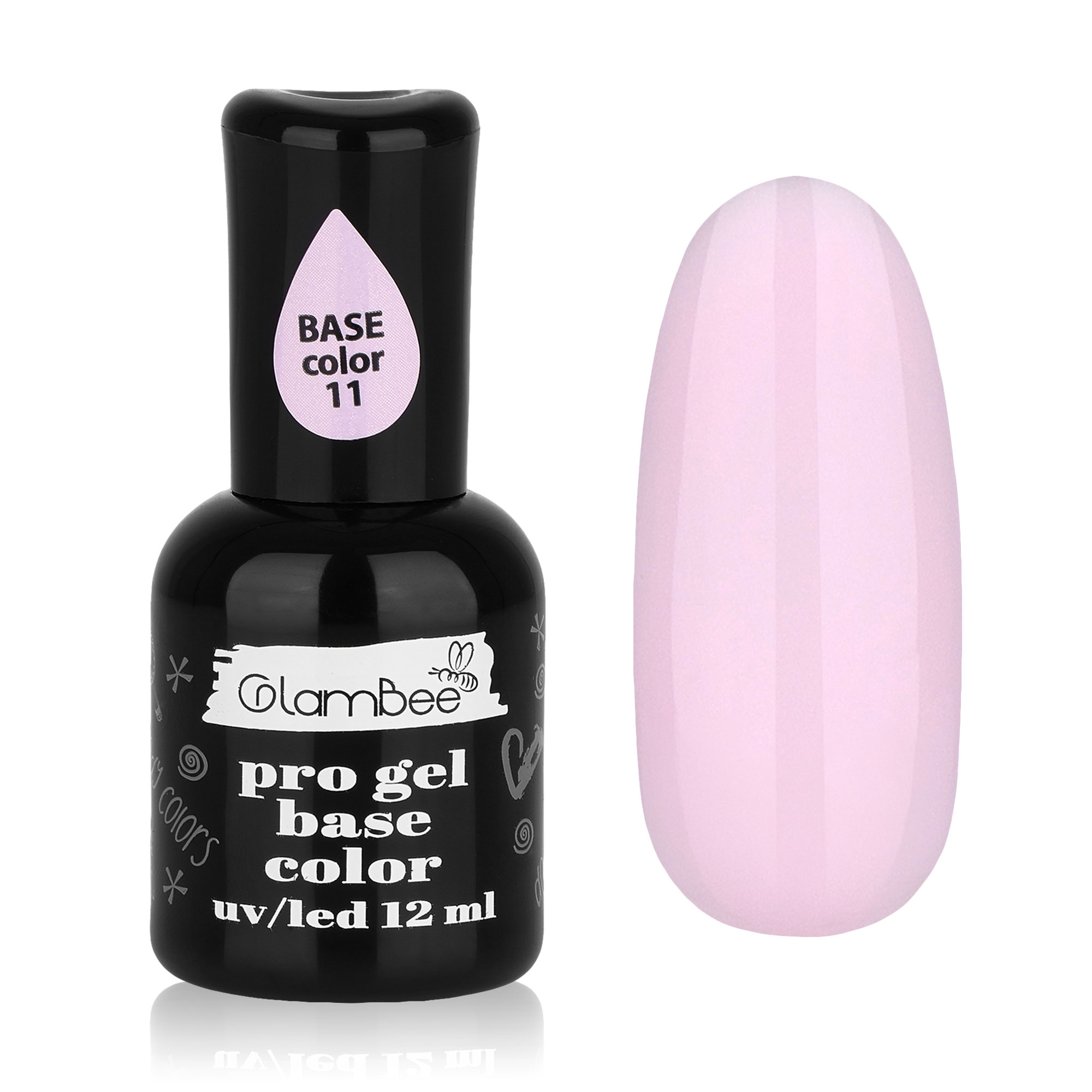 Базове покриття для гель-лаку GlamBee ProGel Base Color 12 Рожевий нюд, 12 мл