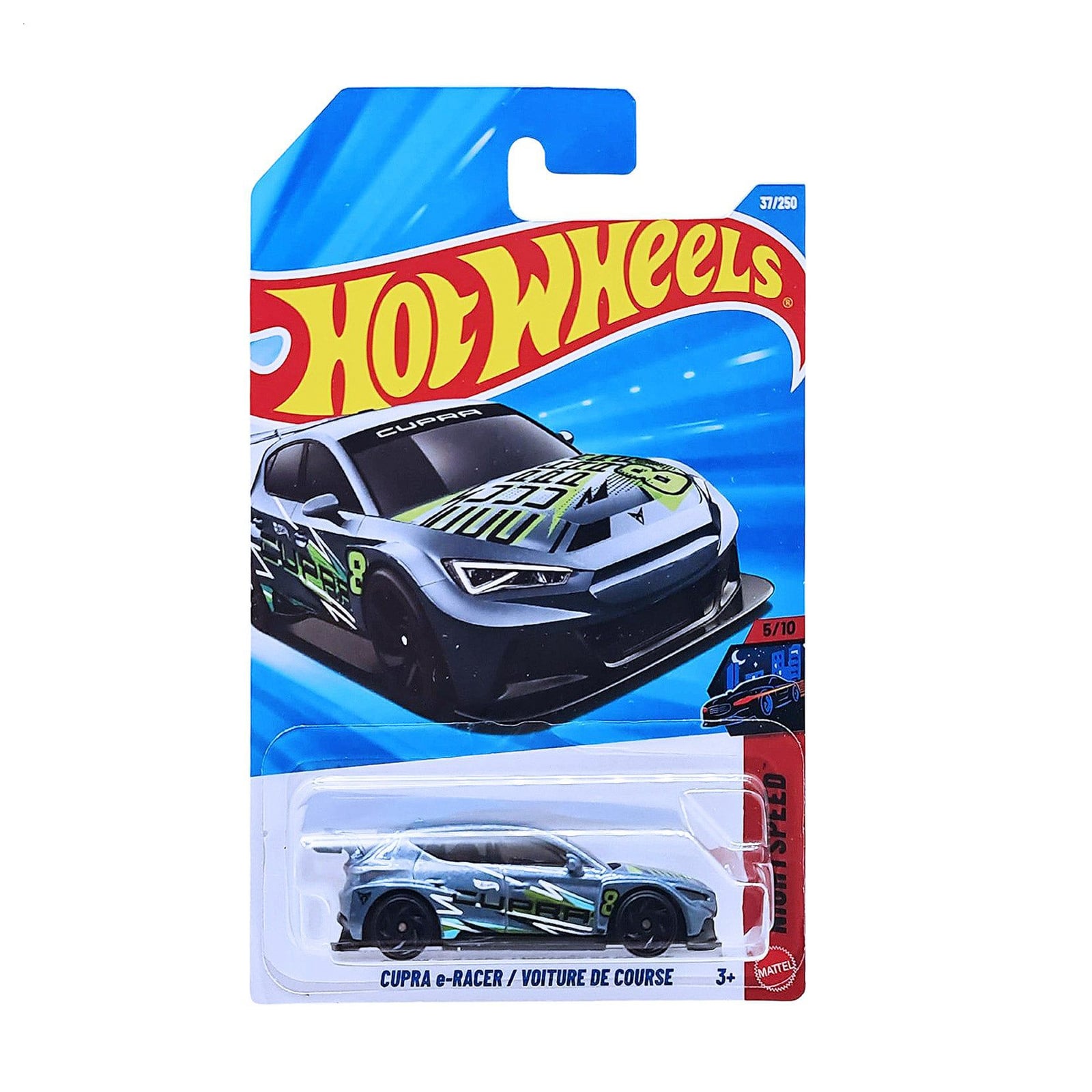 Базовий автомобіль Hot Wheels Cupra E-Racer/Voiture De Course графітовий перламутр з зеленим тюнінгом, від 3 років, 11*3.5*11 см (5785)