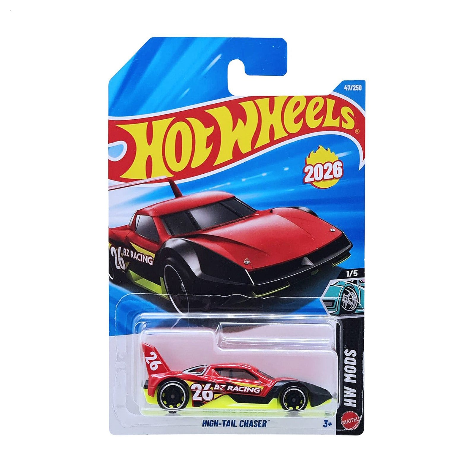 Базовий автомобіль Hot Wheels High Tail Chaser червоний з білим тюнінгом, від 3 років, 11*3.5*11 см (5785)