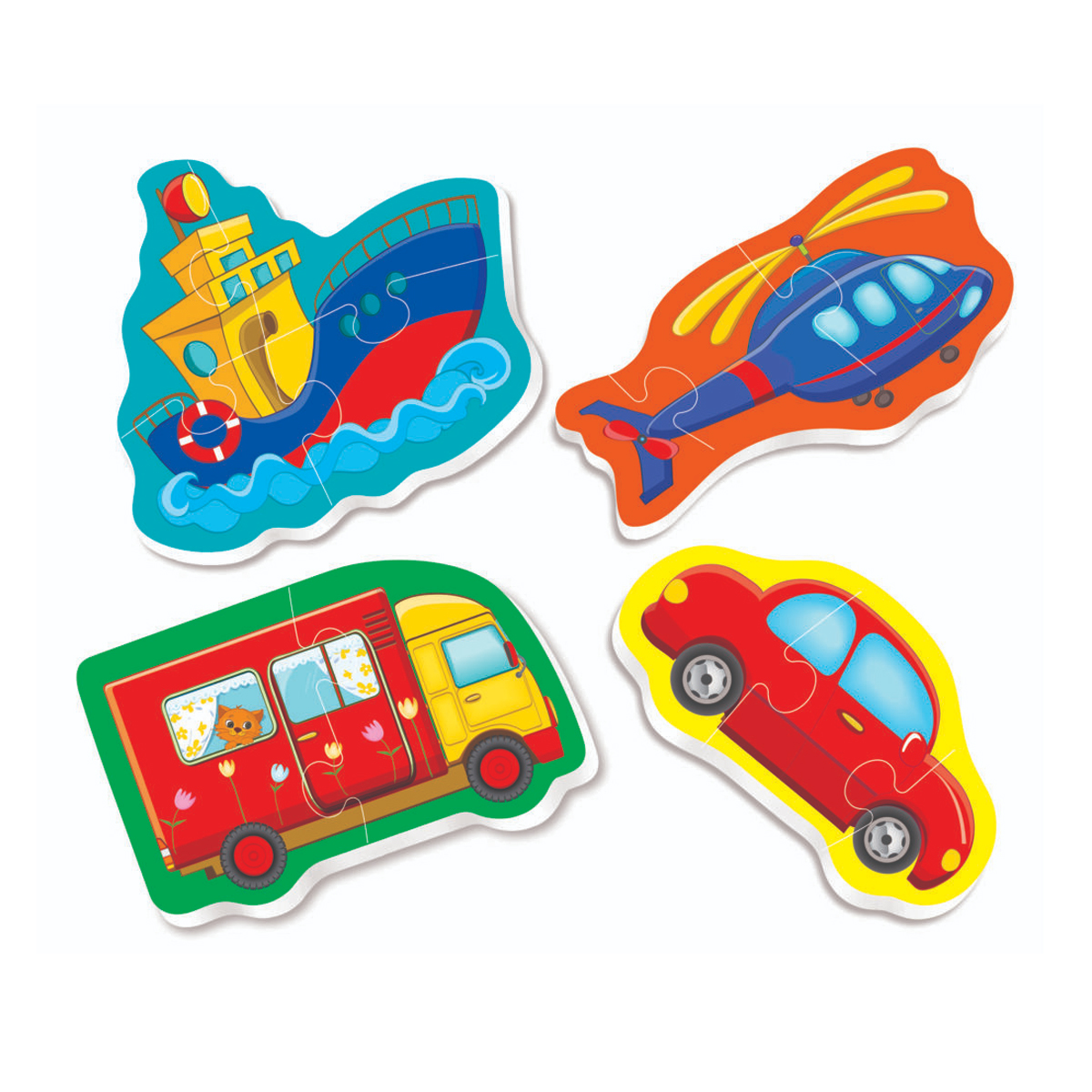 Бебі-пазли Vladi Toys Транспорт, 4 пазлові картинки, від 1 року (VT1106-96)