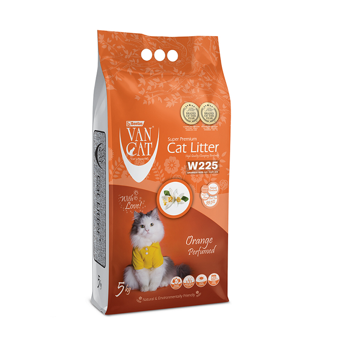 Бентонітовий наповнювач для котячого туалету VanCat Super Premium з ароматом апельсину, 5 кг