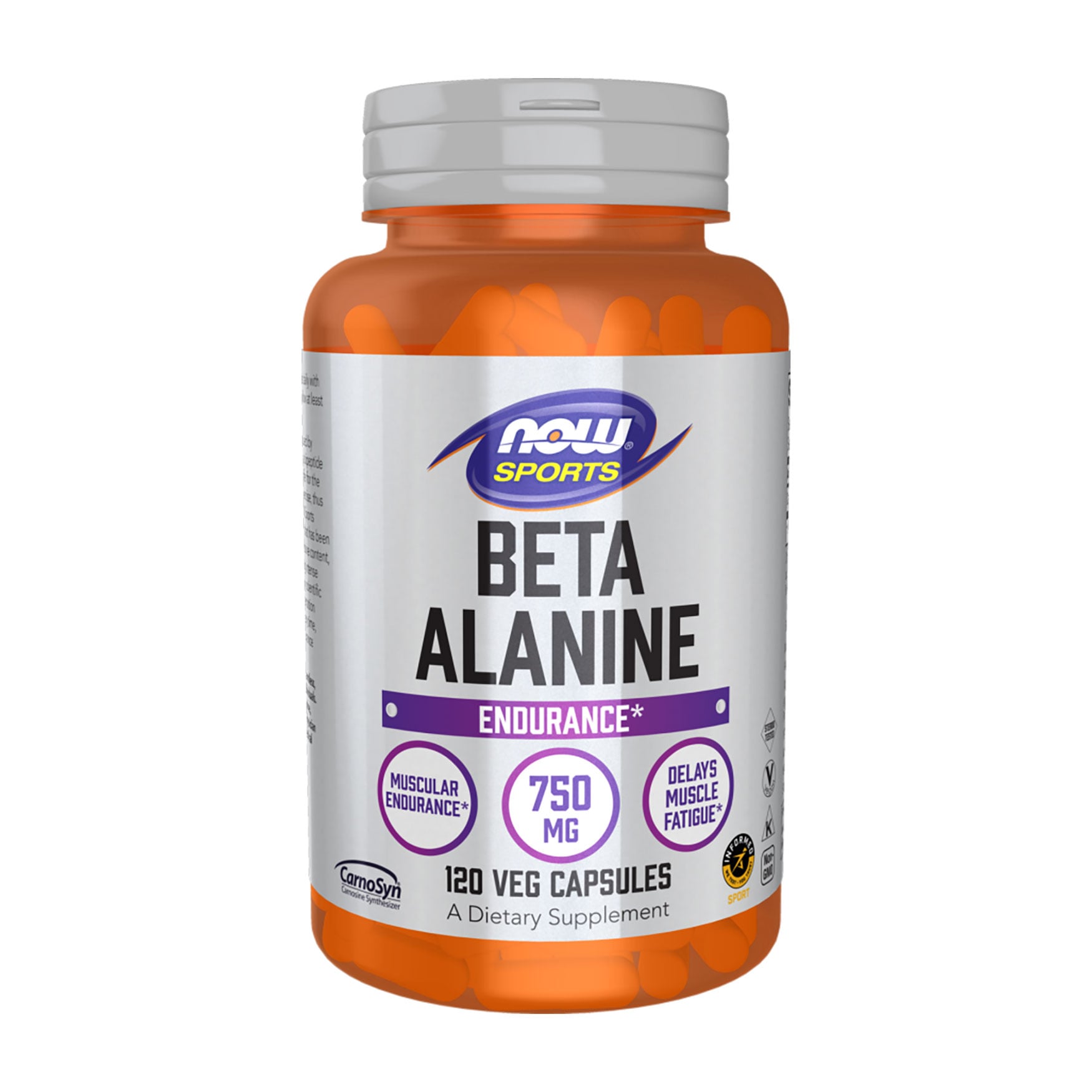Бета-аланін NOW foods Beta Alanine 750 мг, 120 капсул